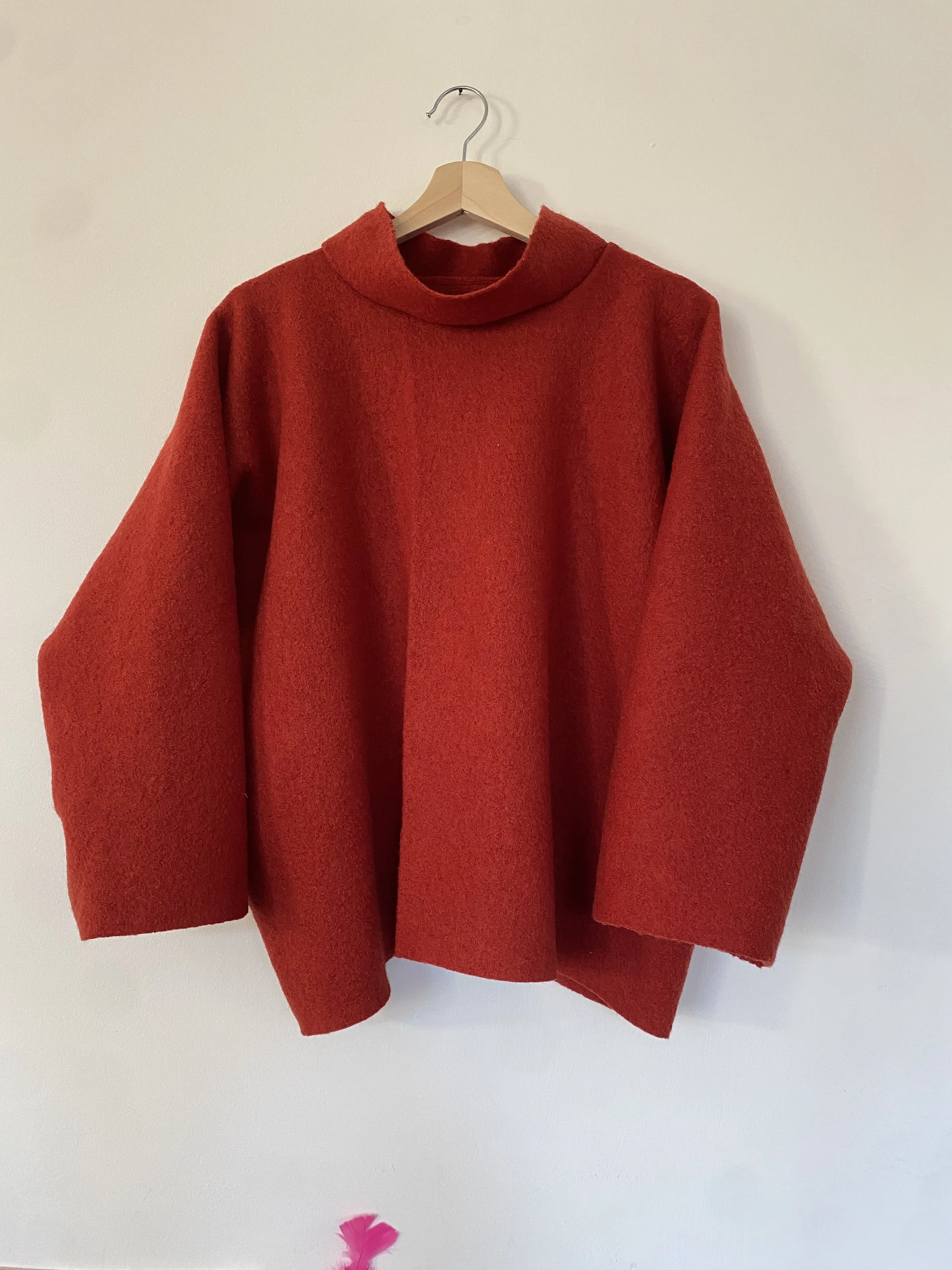 Rust boiled wool smock