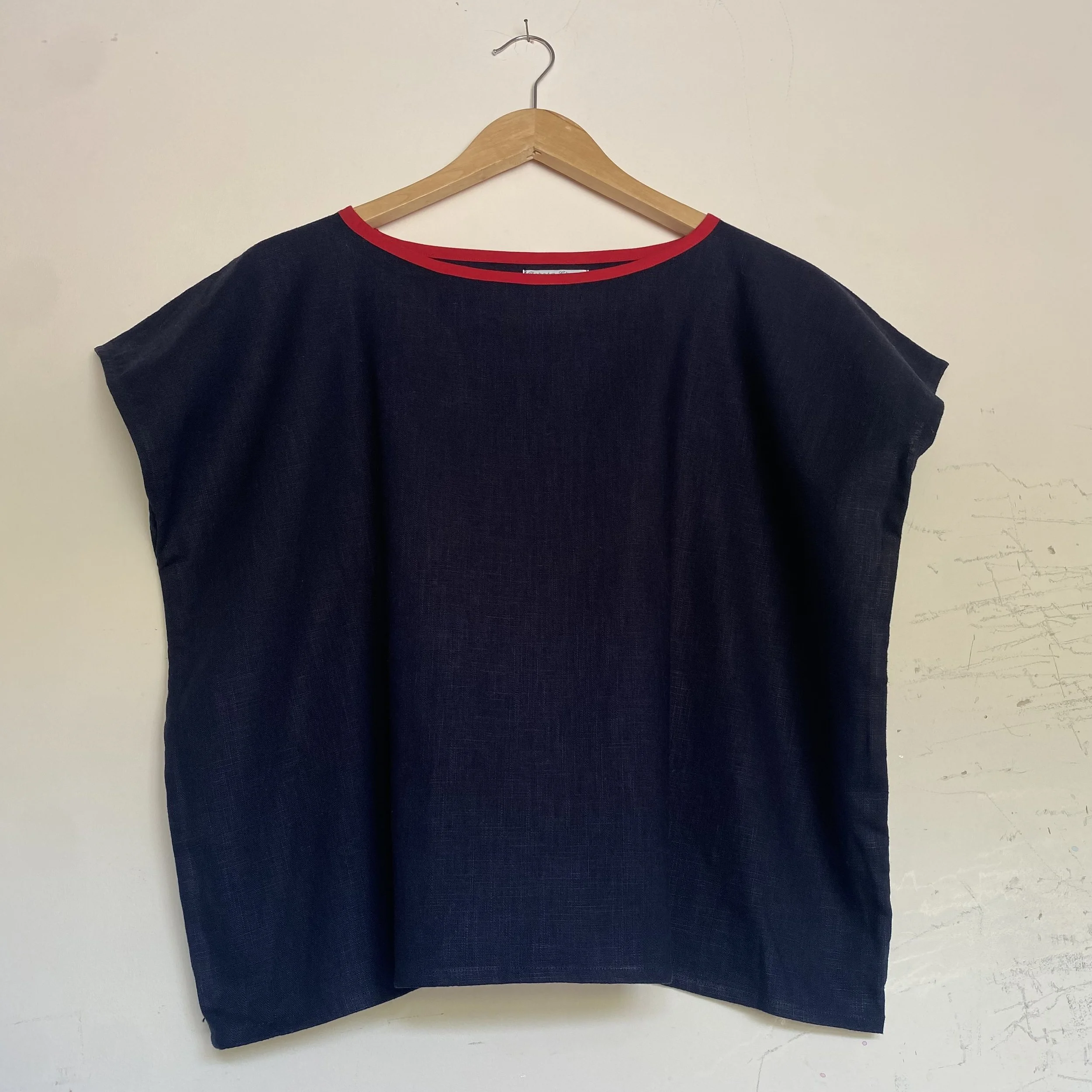 Red Trim Midnight Boxy Top