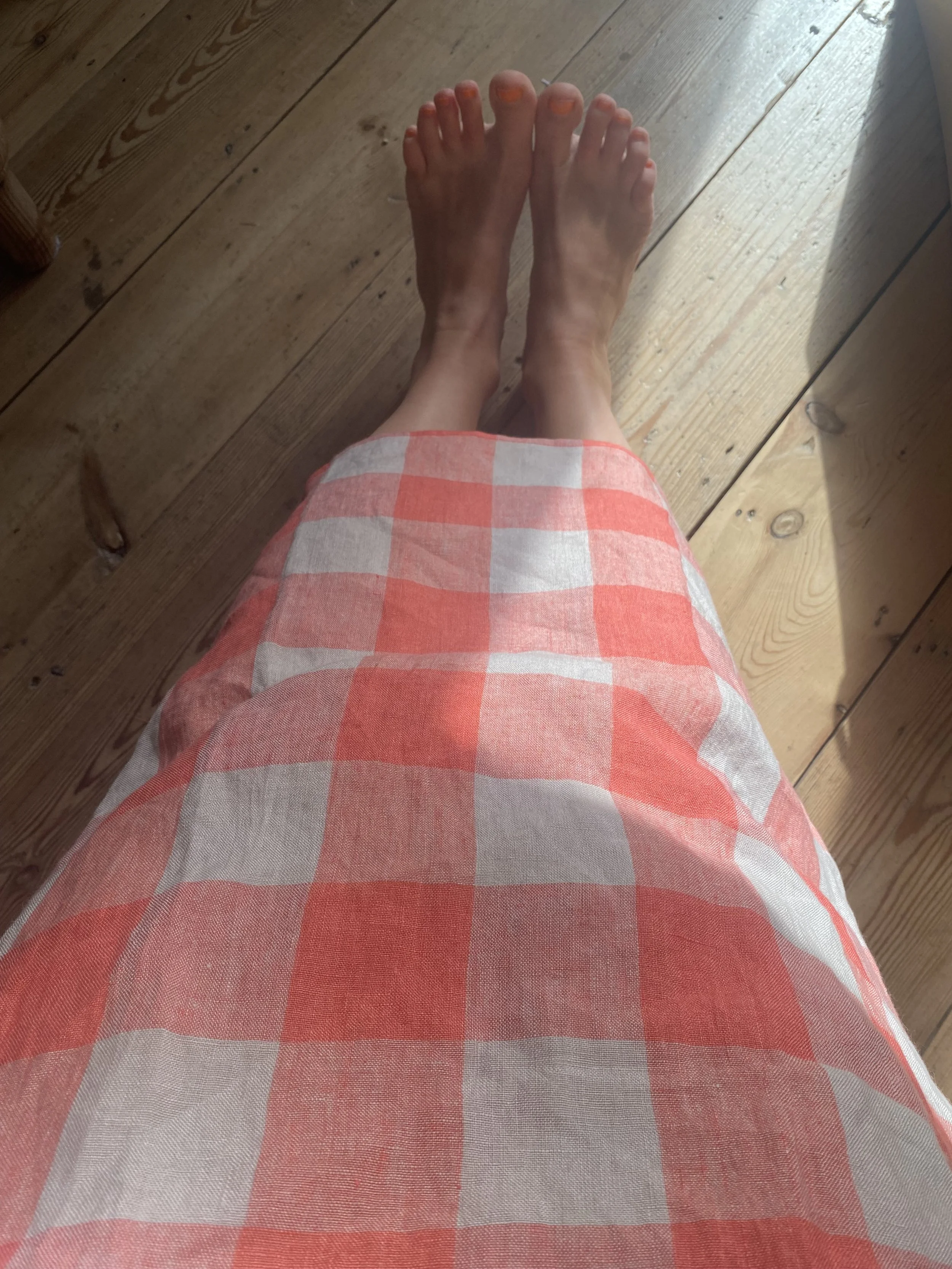 Rose Check Linen Skirt