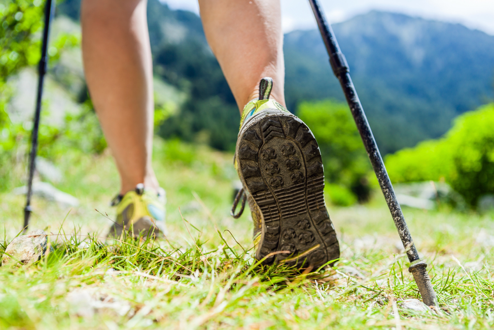 Image depicting someone pole trekking.