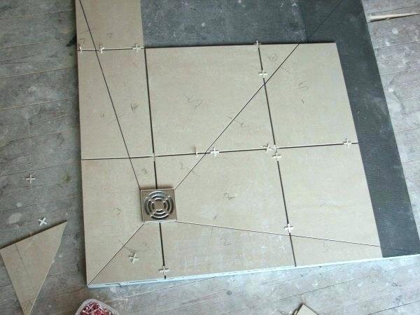 Using Big Tiles On Your Shower Pan, How To Tile A Shower Floor With Drain