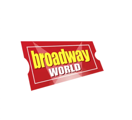 Broadway World logo with red background and yellow text