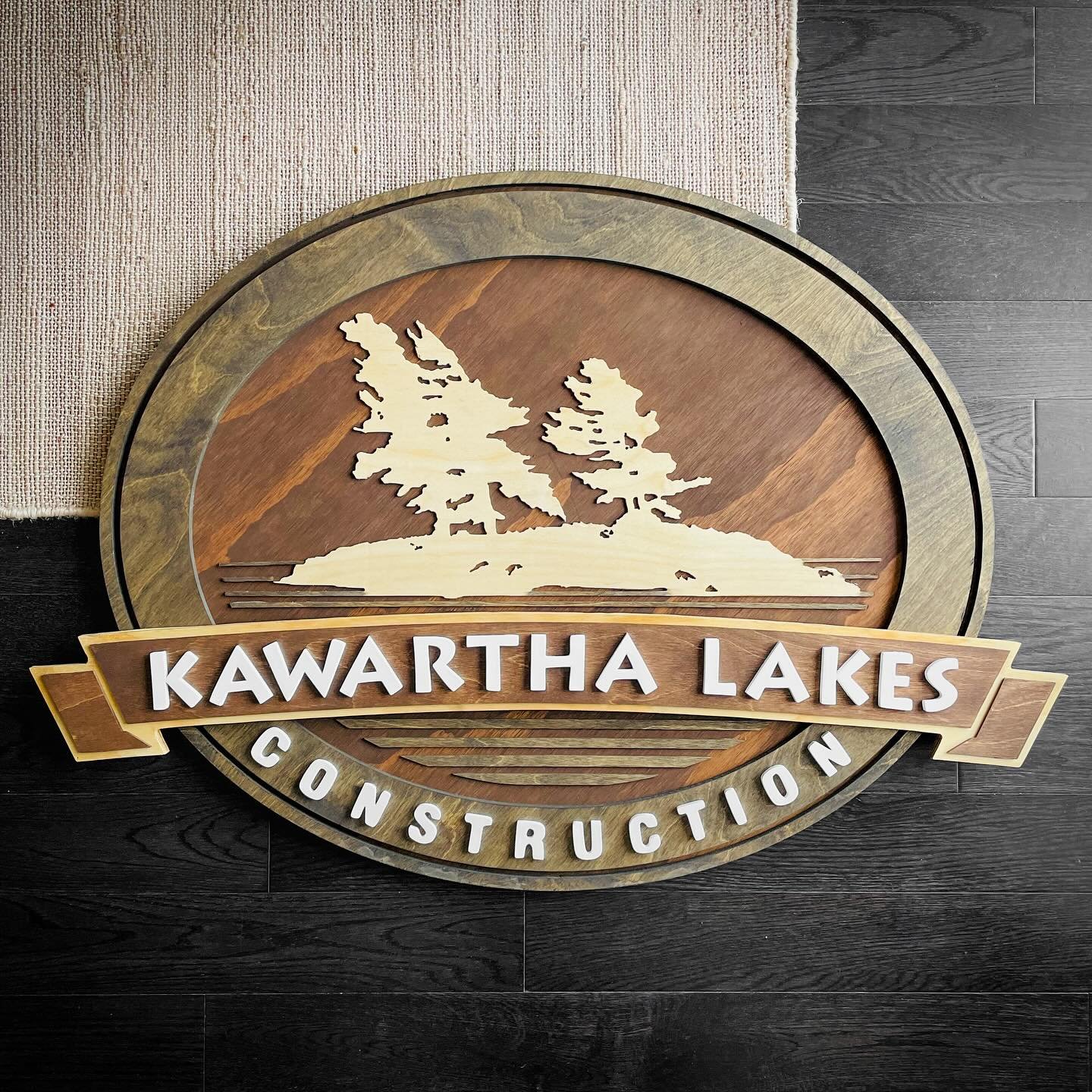 Throwback to this lovely layered logo, done for the amazing @kawartha_lakes_construction

We turned their colourful logo into a classic layered wood design.