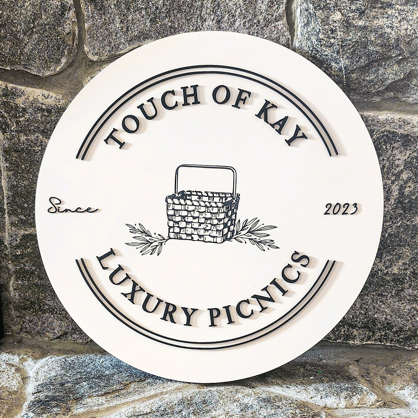 &gt;&gt; Swipe to see this stunning 3D &amp; laser engraved logo alongside its sleek companion market sign. Elevating branding to a new dimension! ✨ Message us today to get started on a custom order. Don&rsquo;t forget to check out -&gt; @touchofkay.