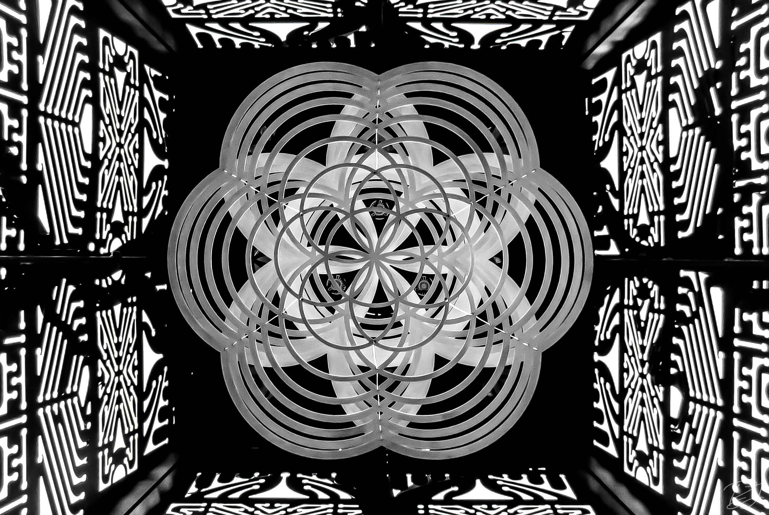 Looking up through the art installation “Future Past”, Hayes Valley, San Francisco, California.
