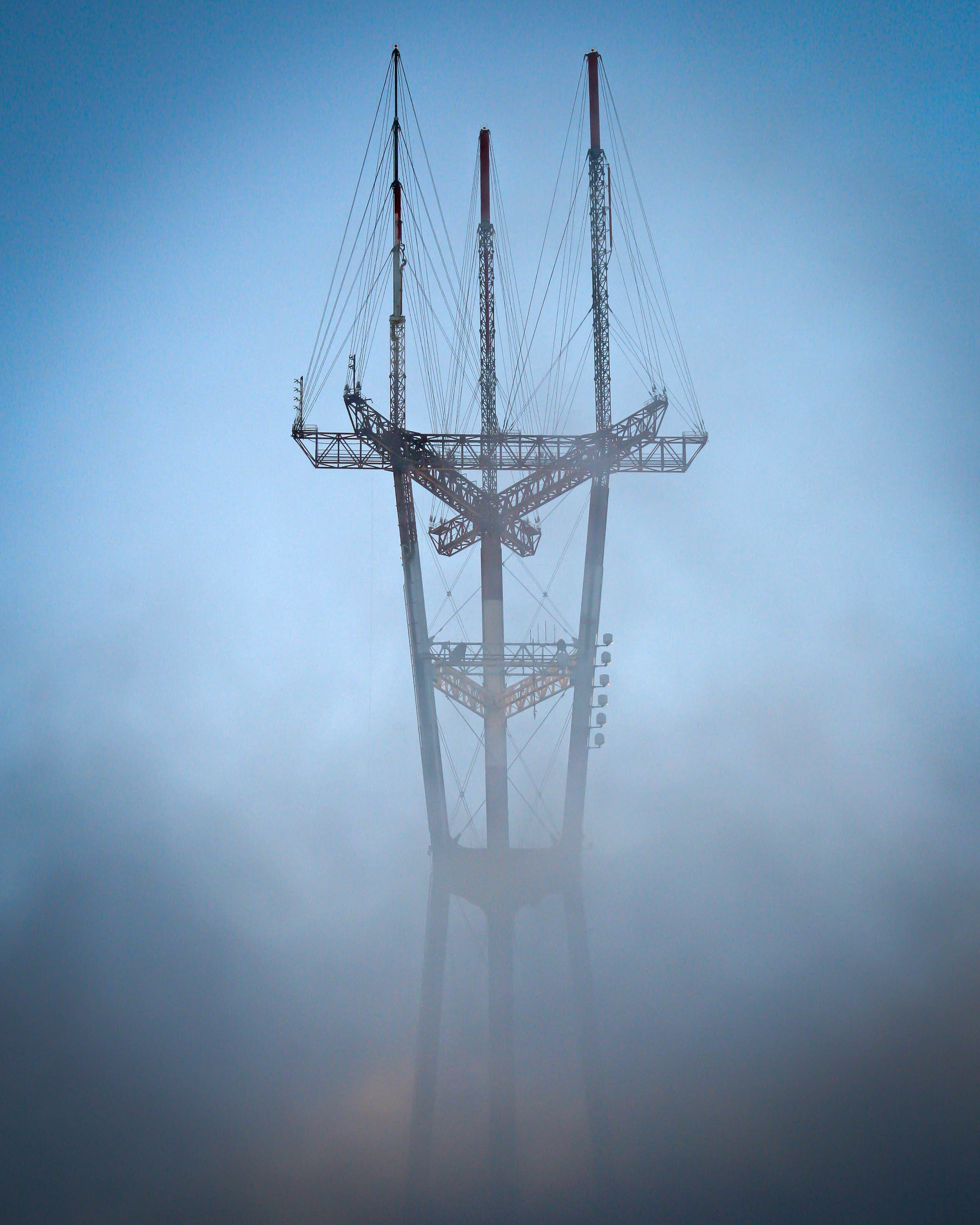 Sutro Tower in the fog, San Francisco, California.