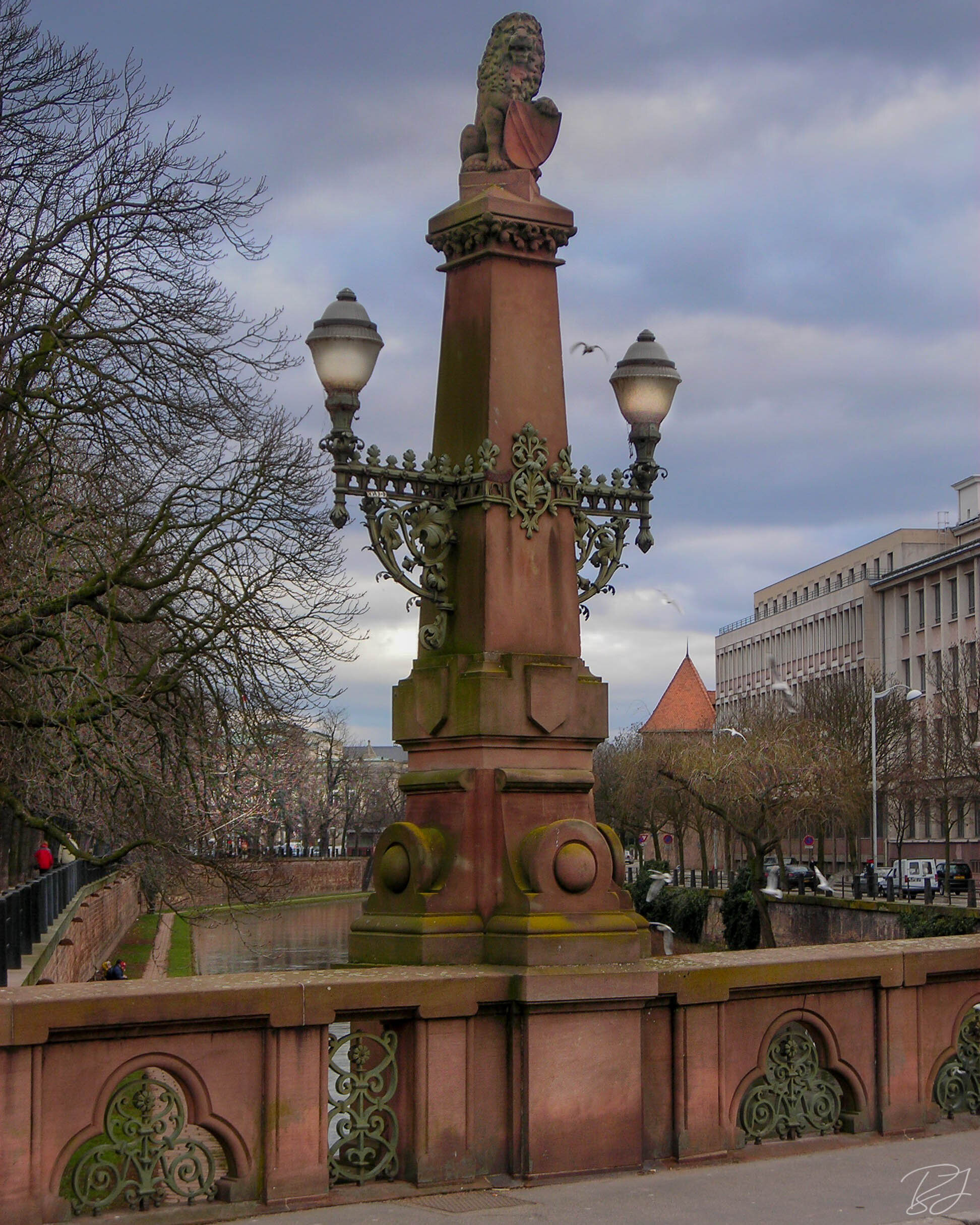 Decorative bridge lamp, Strasbourg, France.