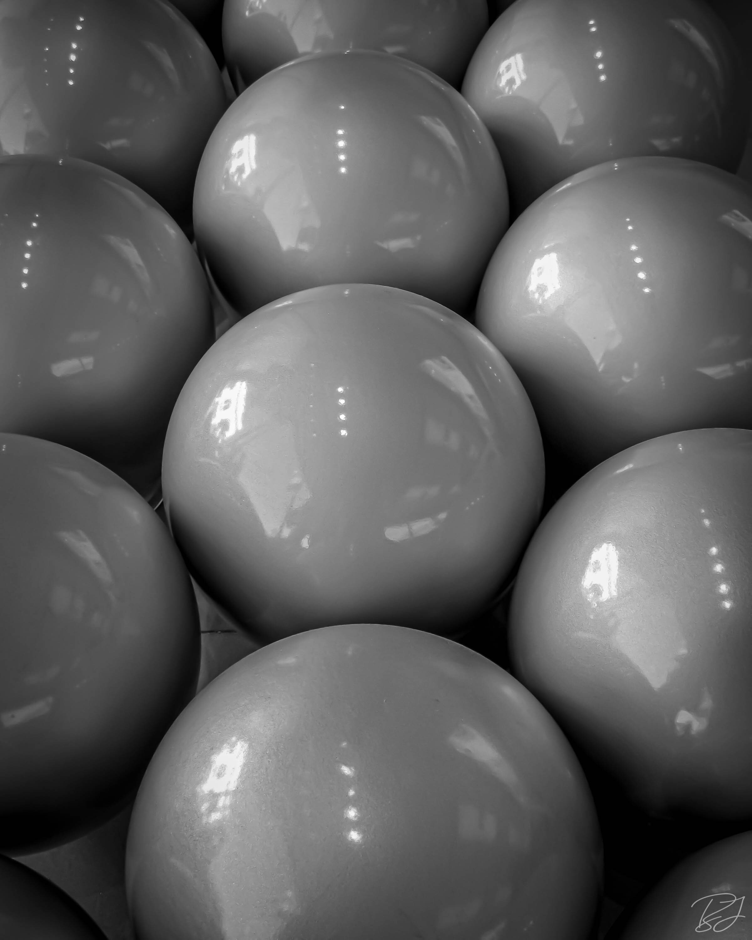 Silver spheres.