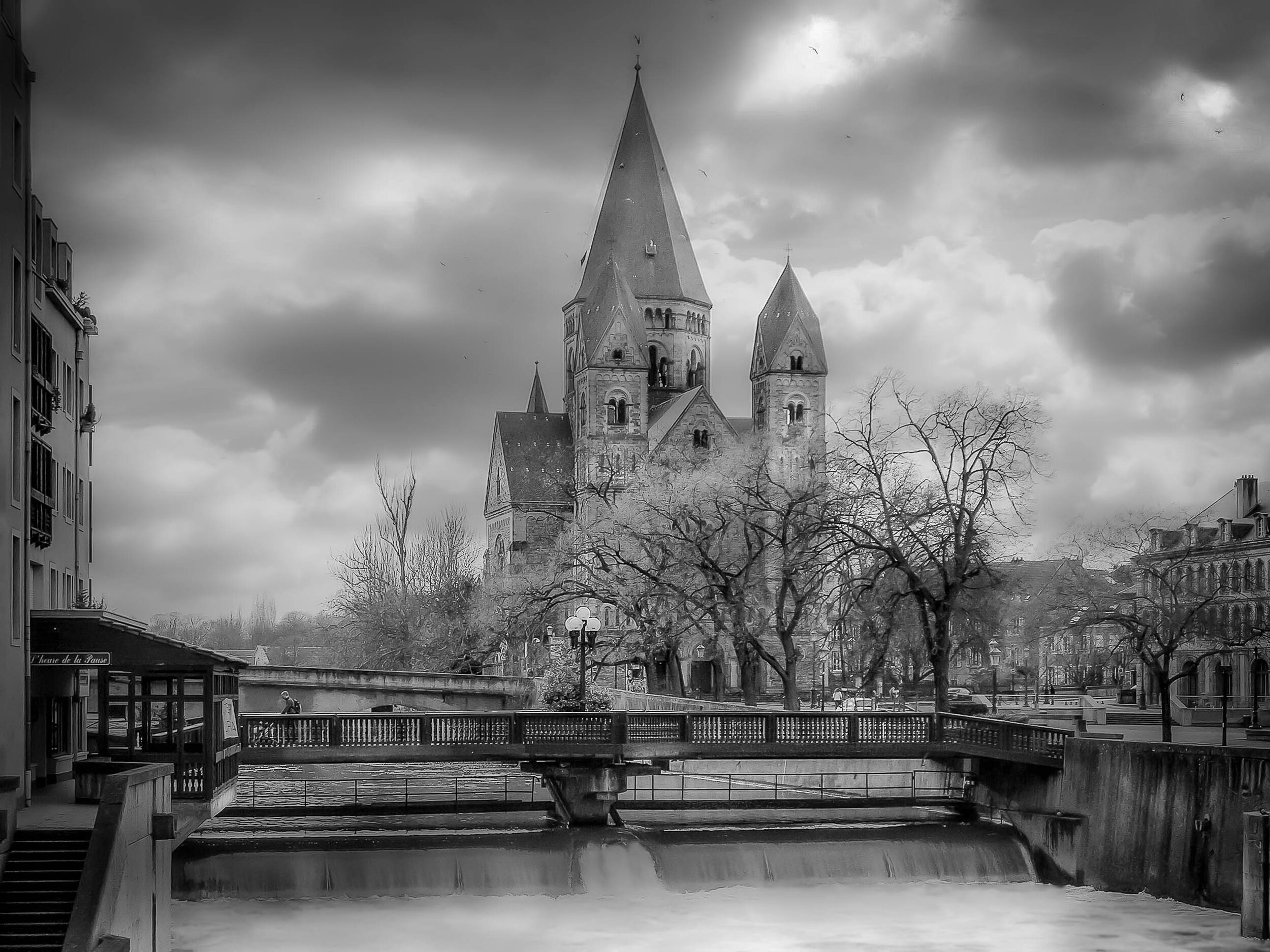 The 12th century Templars Chapel, or Temple of Neuf on the Moselle River, Metz, France.