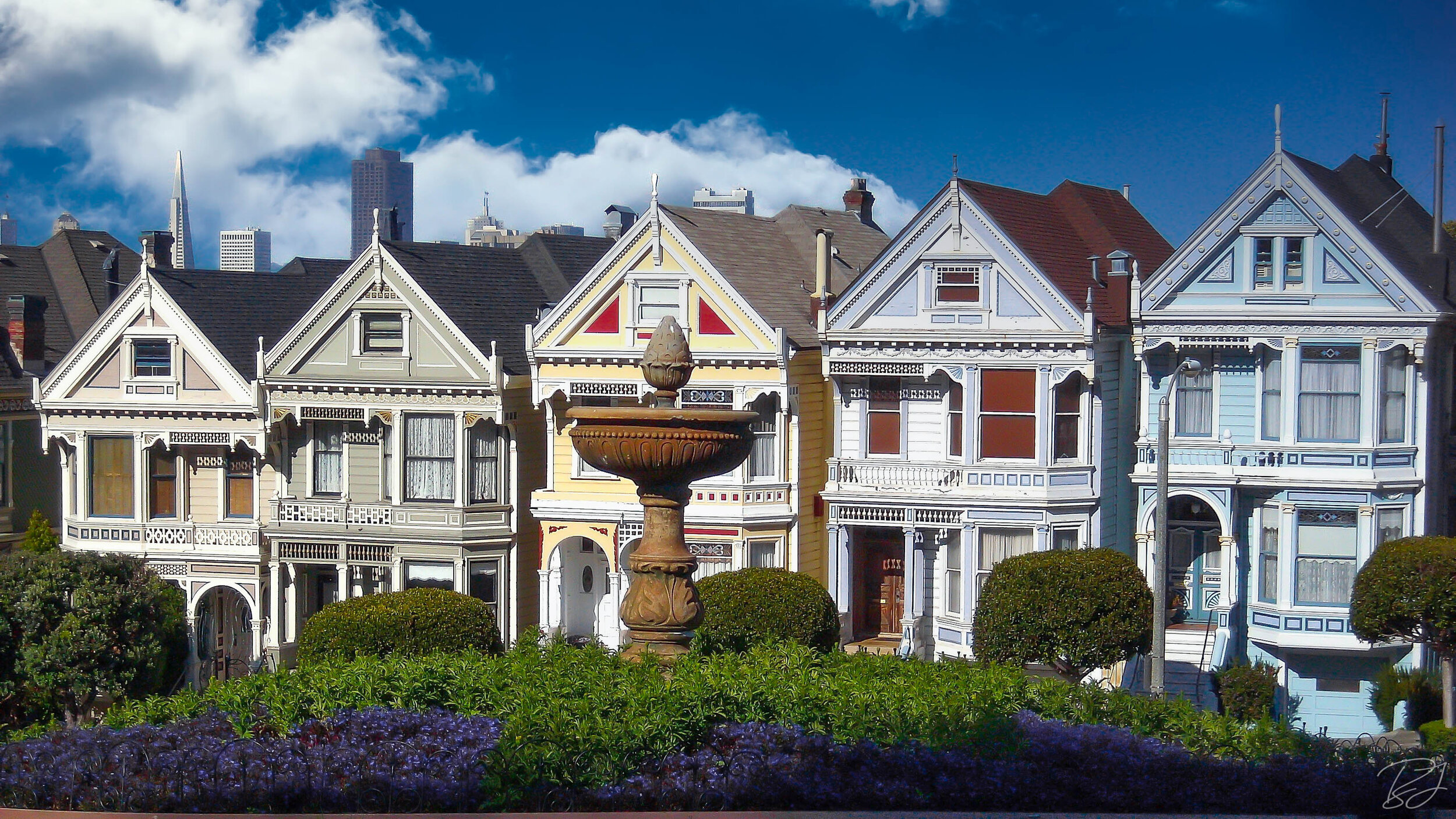 The "Painted Ladies" as they are commonly called, Alamo Square, San Francisco, California.