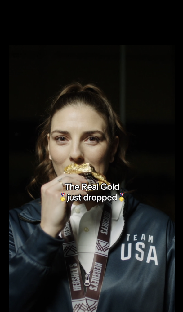 Hockey Champion Hilary Knight with Chocolate Gold Medal