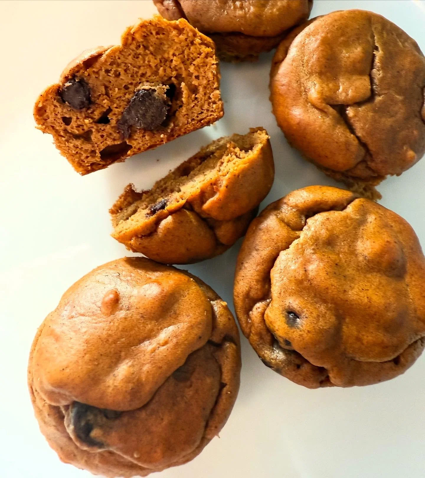 ✨ New Recipe! ✨ 

These Flourless Dark Chocolate Chip Pumpkin Muffins are soft, spiced, and just the right amount of sweet - made with a base of pumpkin puree, peanut butter (or almond), egg, and a touch of pure maple syrup for sweetness (+ a few ext