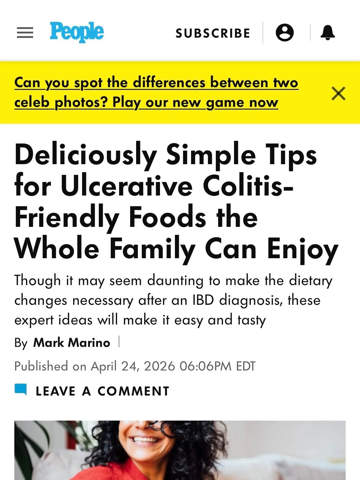 Honored to be featured in @people discussing nutrition for ulcerative colitis! 🍽️ 

One of the biggest misconceptions I see is that managing gut conditions like IBD means eating separately from everyone else or cutting out food groups entirely. 

In