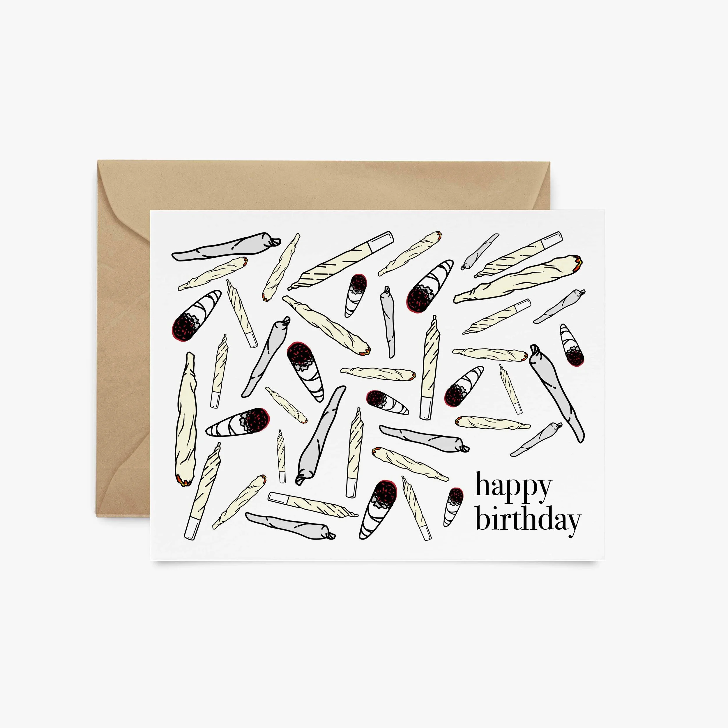 happy birthday, joints and weed cannabis birthday card — fntsma cannabis greeting cards