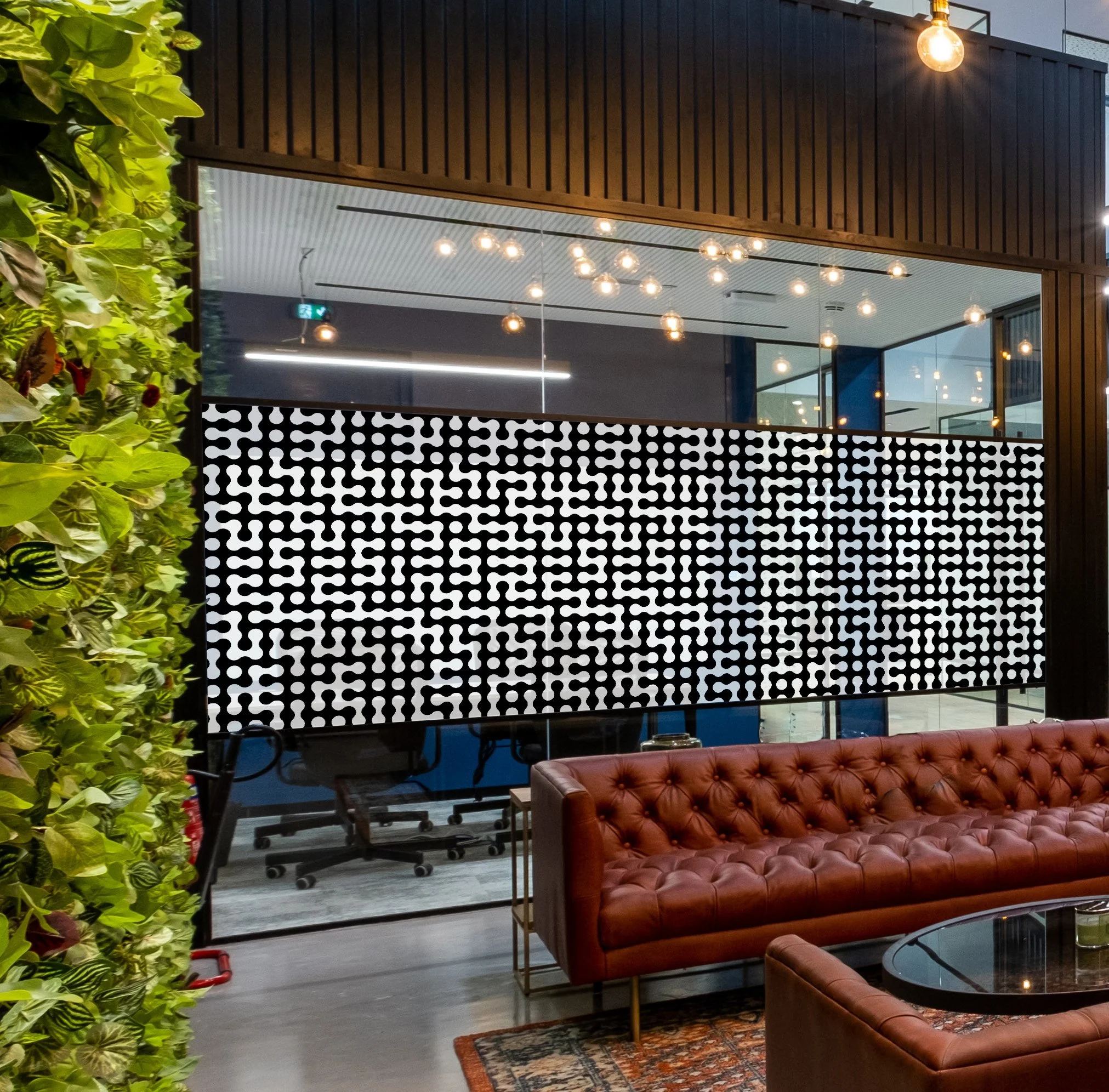 Black printed onto frost privacy band  