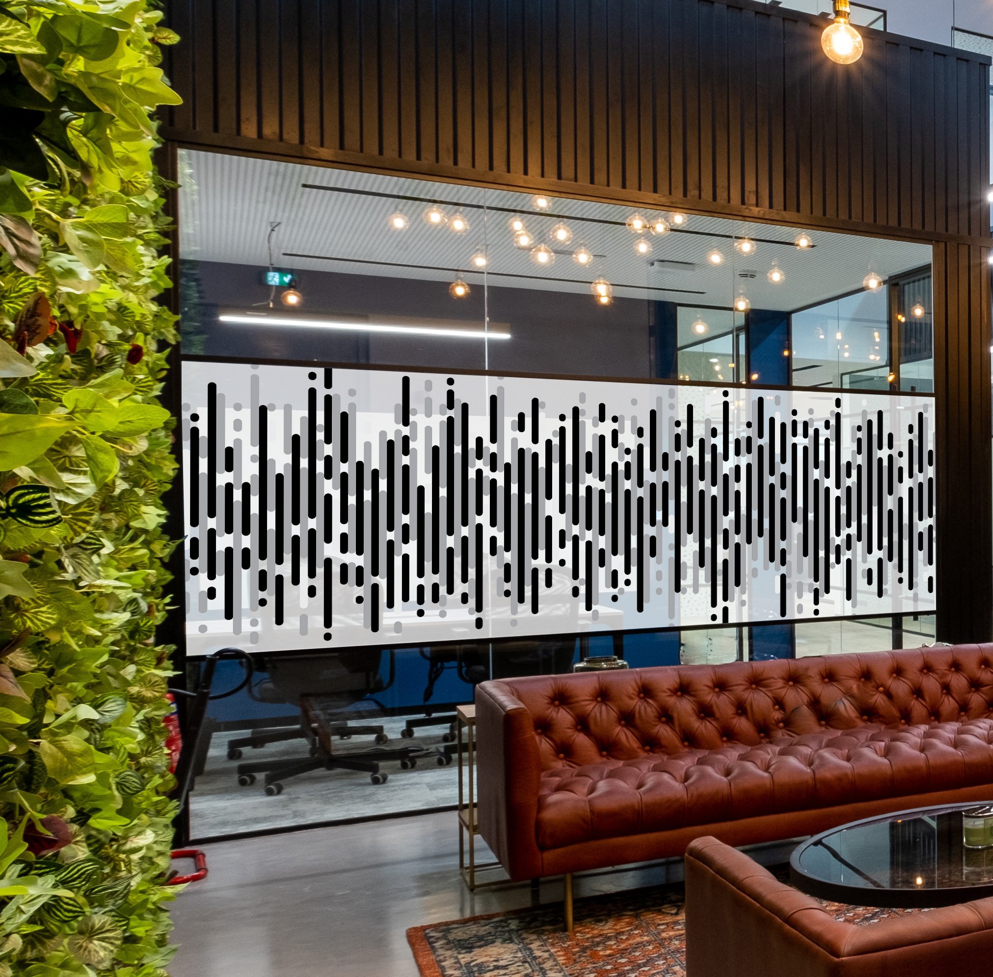 Black printed onto frost privacy band  