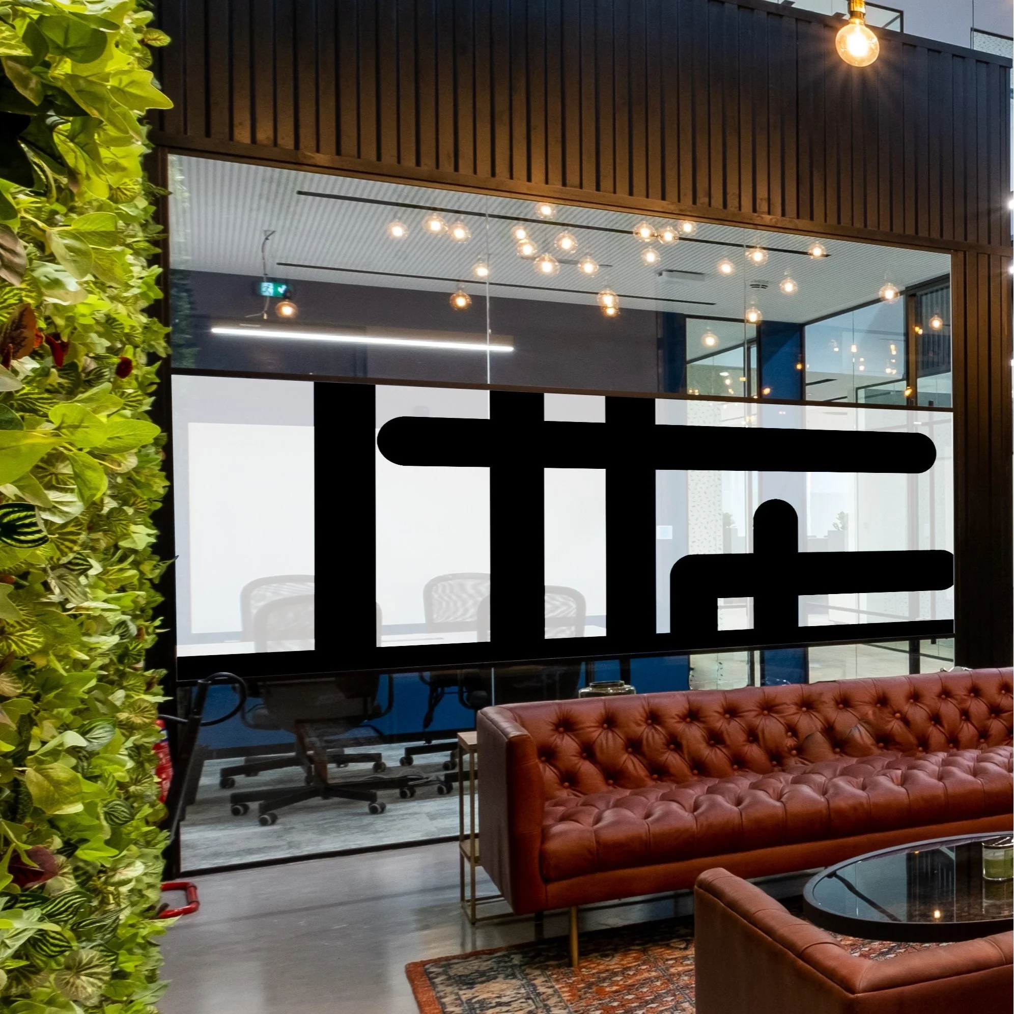 Black printed onto frost privacy band  