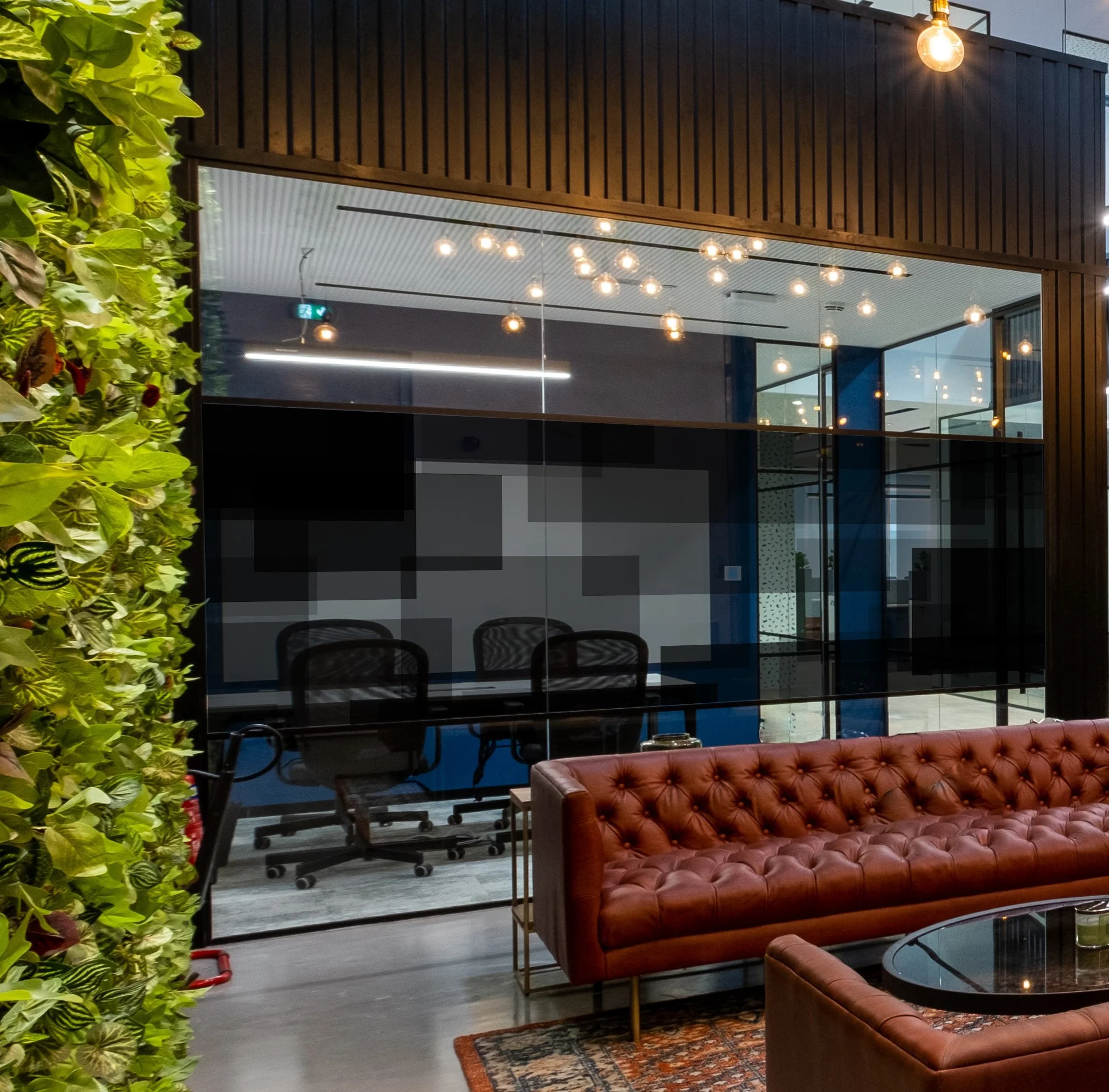 Black printed onto frost privacy band  