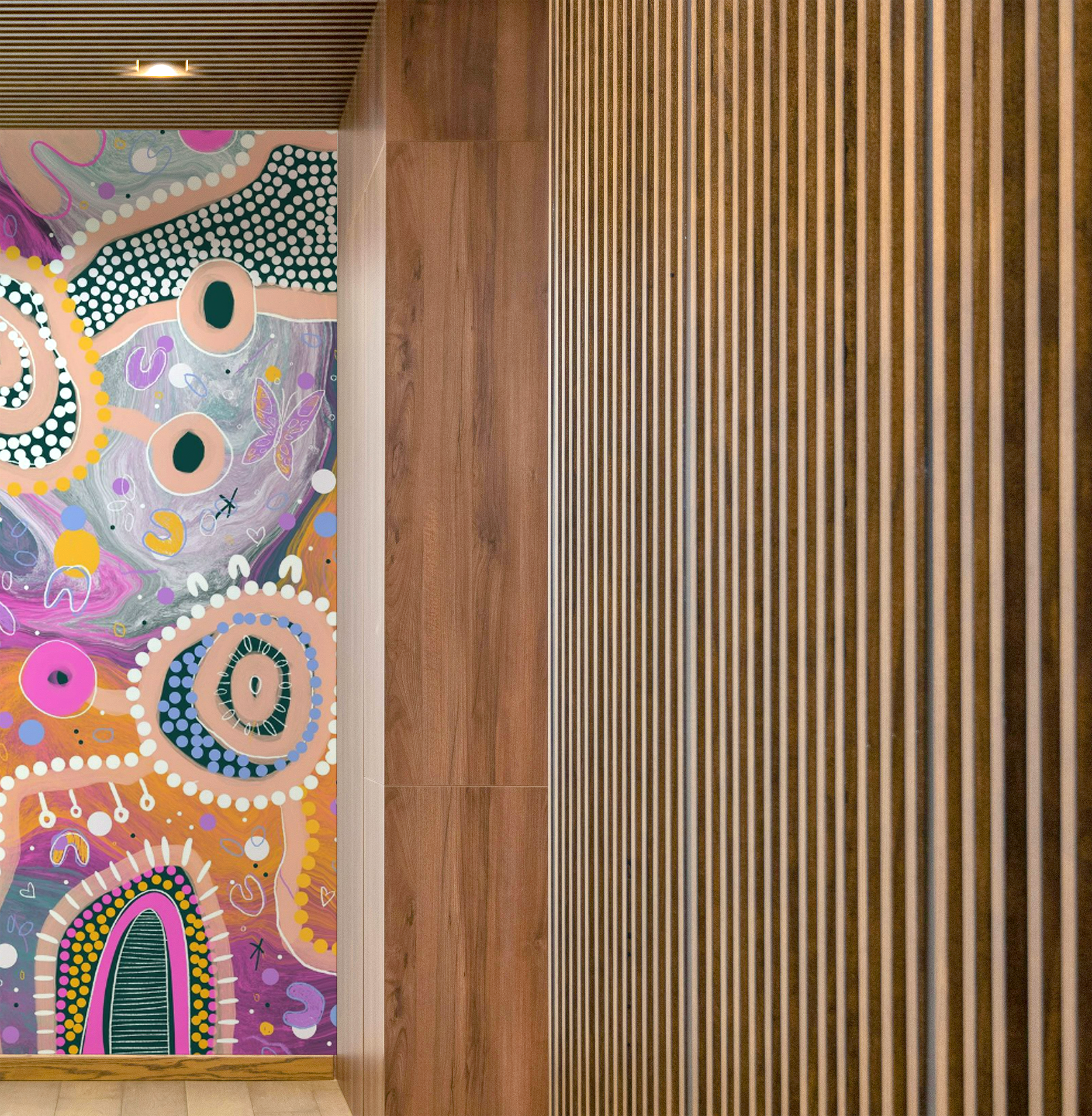 mulganai design on decorative wallpaper