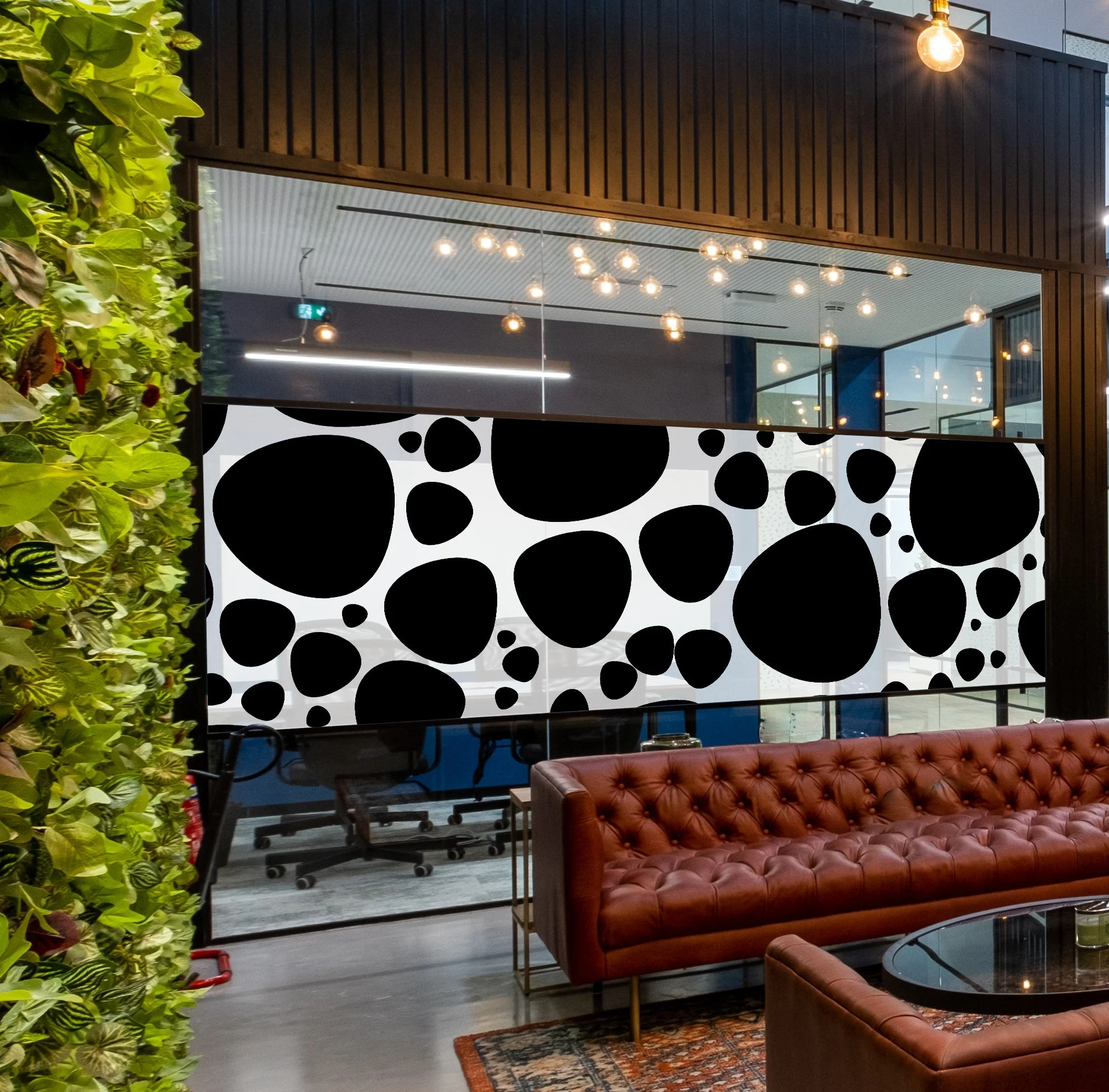 Black printed onto frost privacy band  