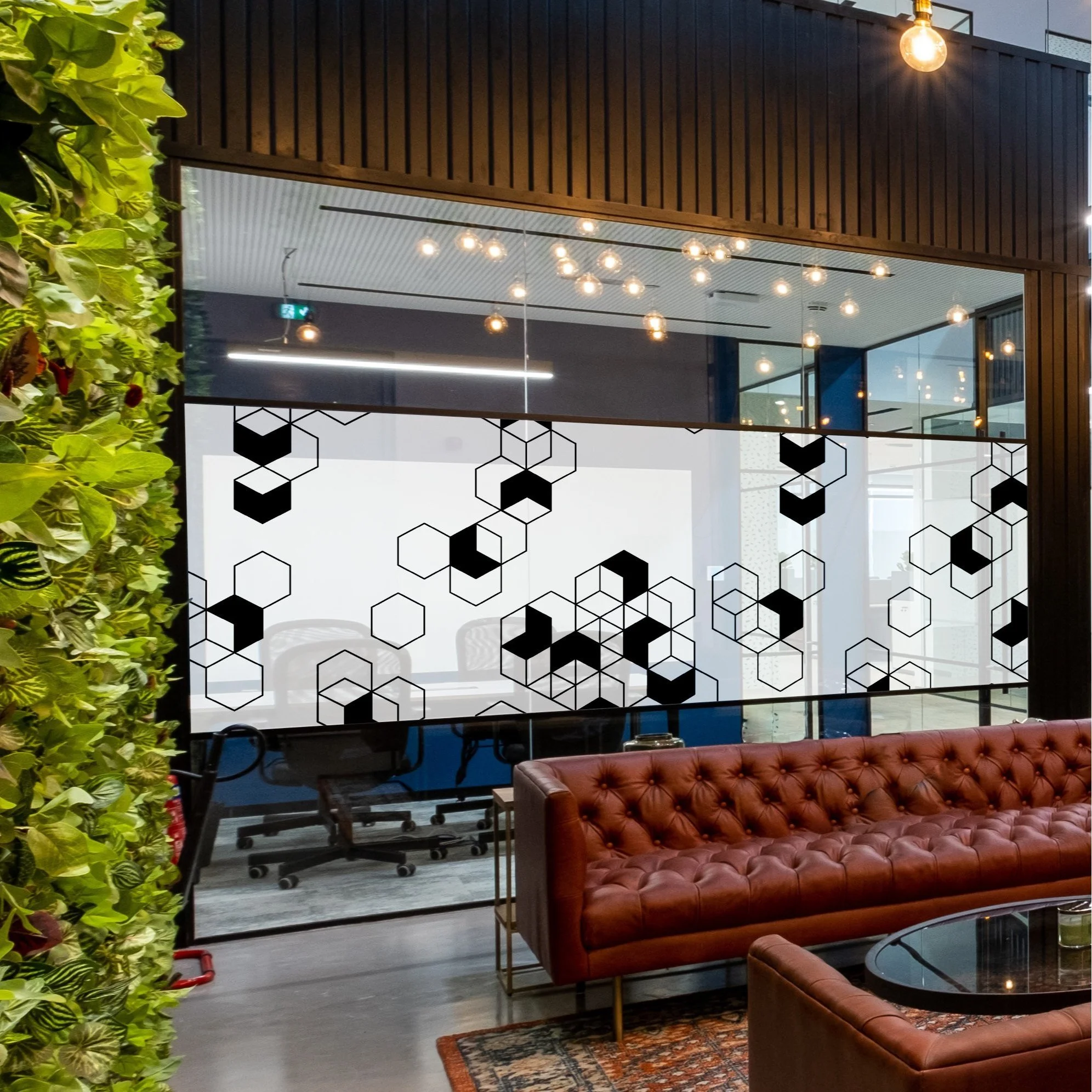 Black printed onto frost privacy band  