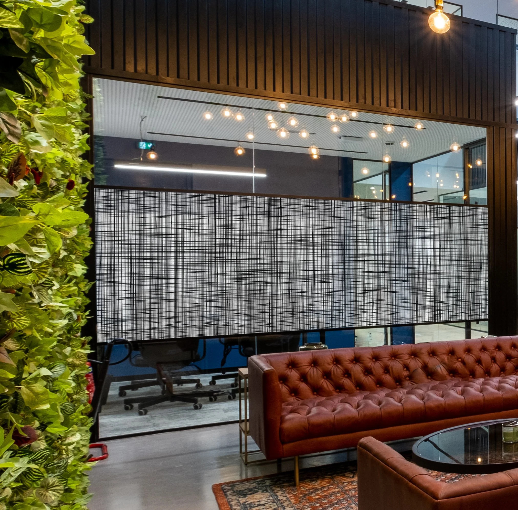 Black printed onto frost privacy band  