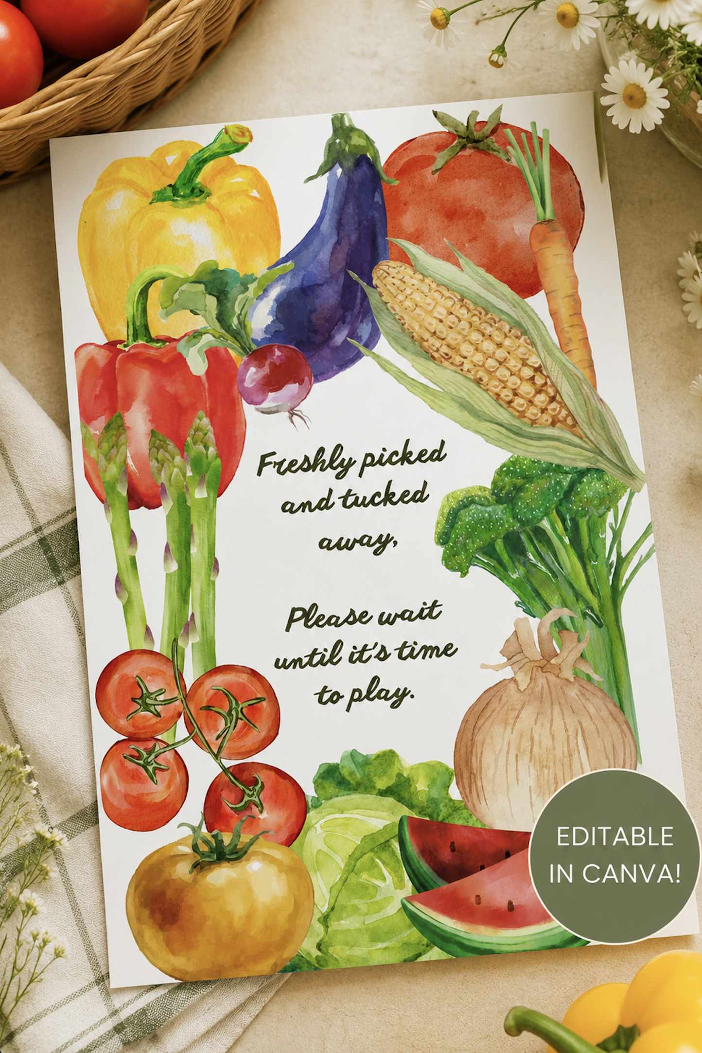 Freshly Picked Bridal Shower Games Cover Sheet | Editable Canva Template