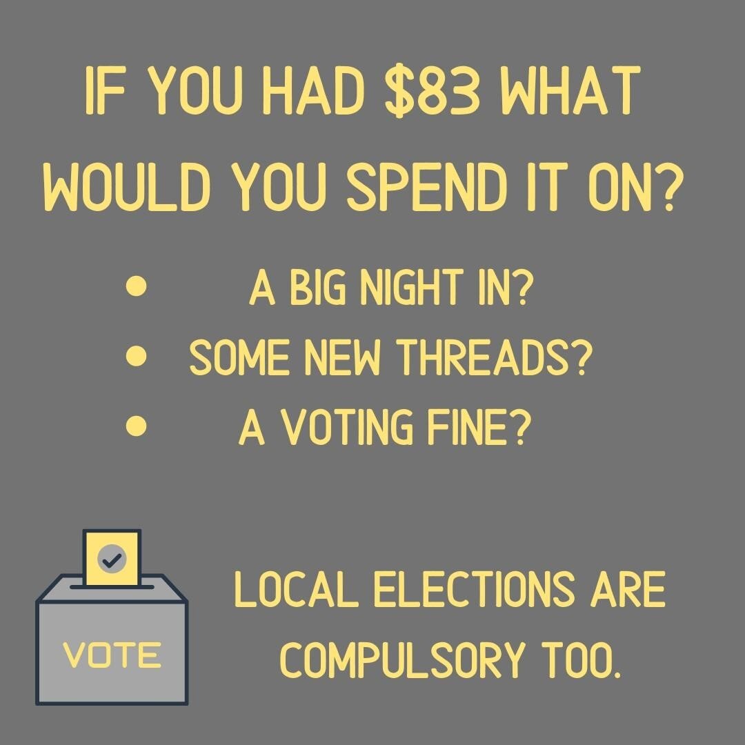 It's time we had a talk about voting. Postal ballots drop next week for our local election, and like all Australian elections it's compulsory. Who wants to spend $83 on a fine?! So get informed and elect the person who most matches up with what you w