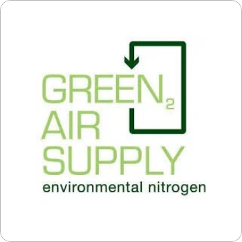 Green Air Supply logo with a green arrow and an abstract box, indicating environmental nitrogen.