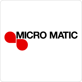 Micro Matic logo with red and black lettering and graphics