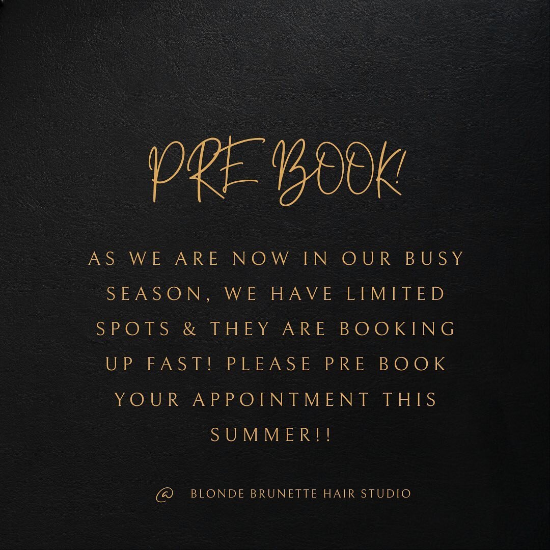 Summer months are one of our busiest seasons, please don&rsquo;t forget to pre book your appointments to avoid disappointment!