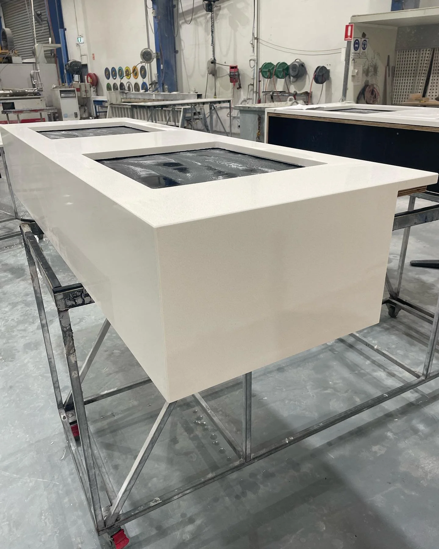 This type of project is always a favourite in Production. The joiner provided a fully fabricated vanity box with cutouts. @steedform only needs to clad accordingly. This sort of mitred fabrication if it can be done in Production rather than on site a