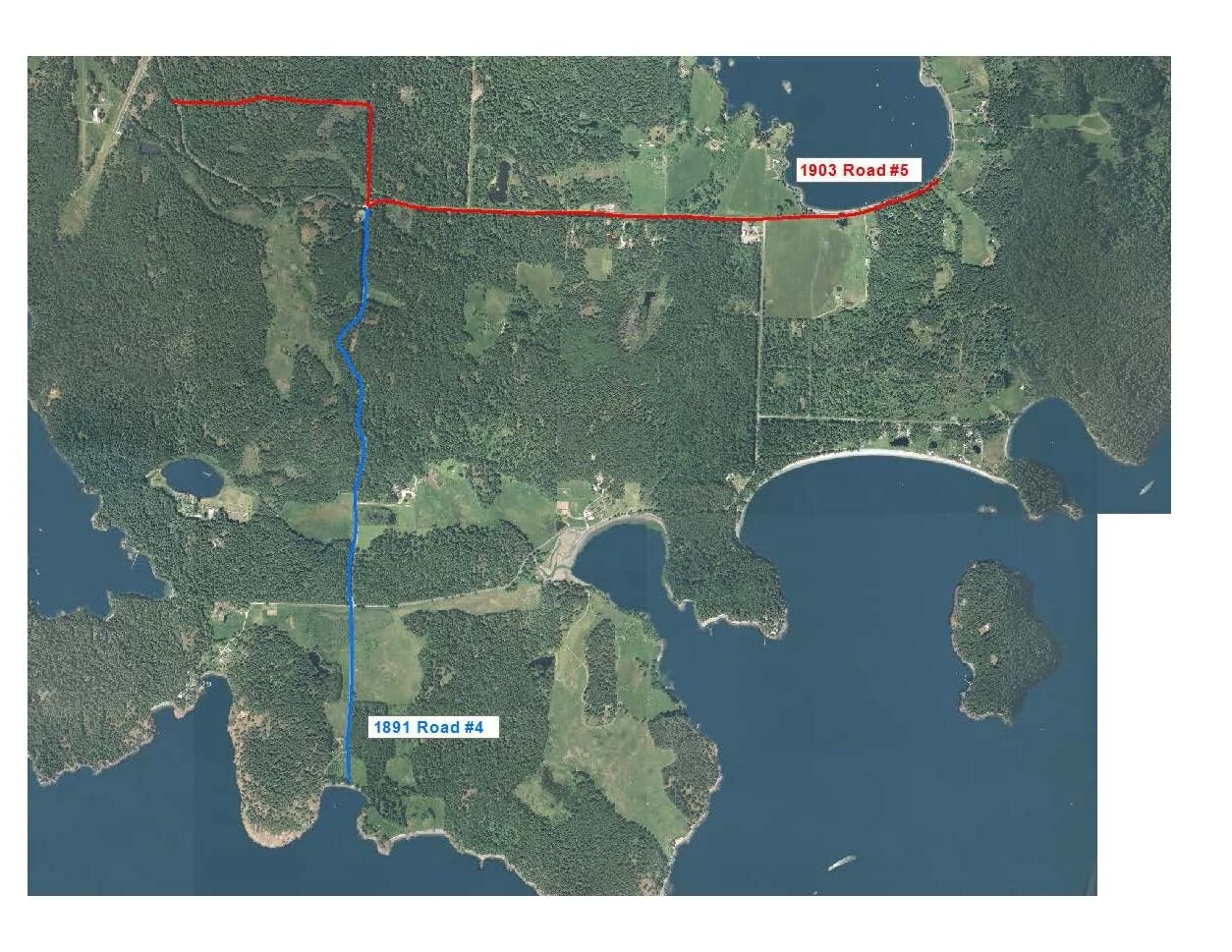 FIRST COUNTY ROADS ON SHAW ISLAND  (Road #4 was the fourth county road opened in San Juan County)