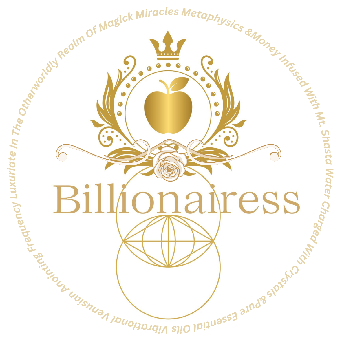Vibrational Venusian Billionairess Spray White Gold Round Sticker.png