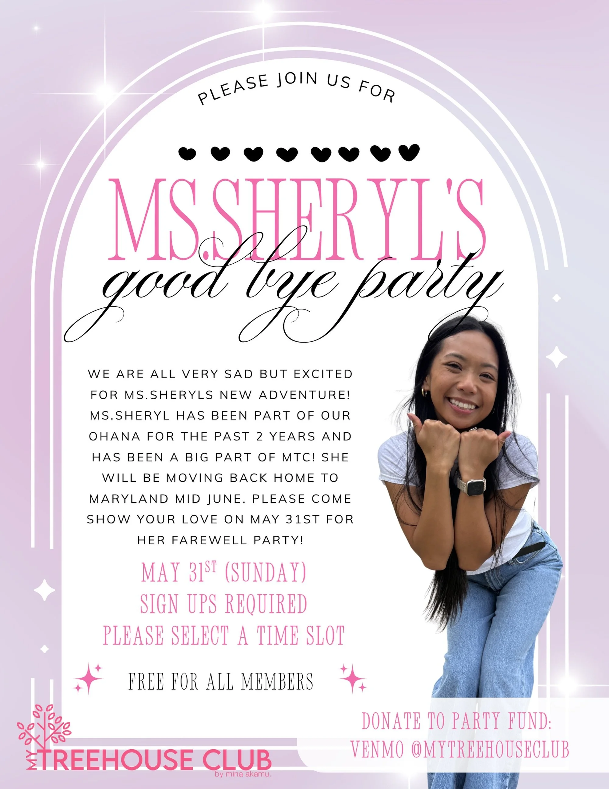 💛 Did you hear the sad news? 💛

Ms. Sheryl will be moving back home to Maryland in mid June.

For the past 2 years, she has been such a huge part of our MTC ʻohana. So many of our keiki have learned, grown, and made memories with her. We are incred