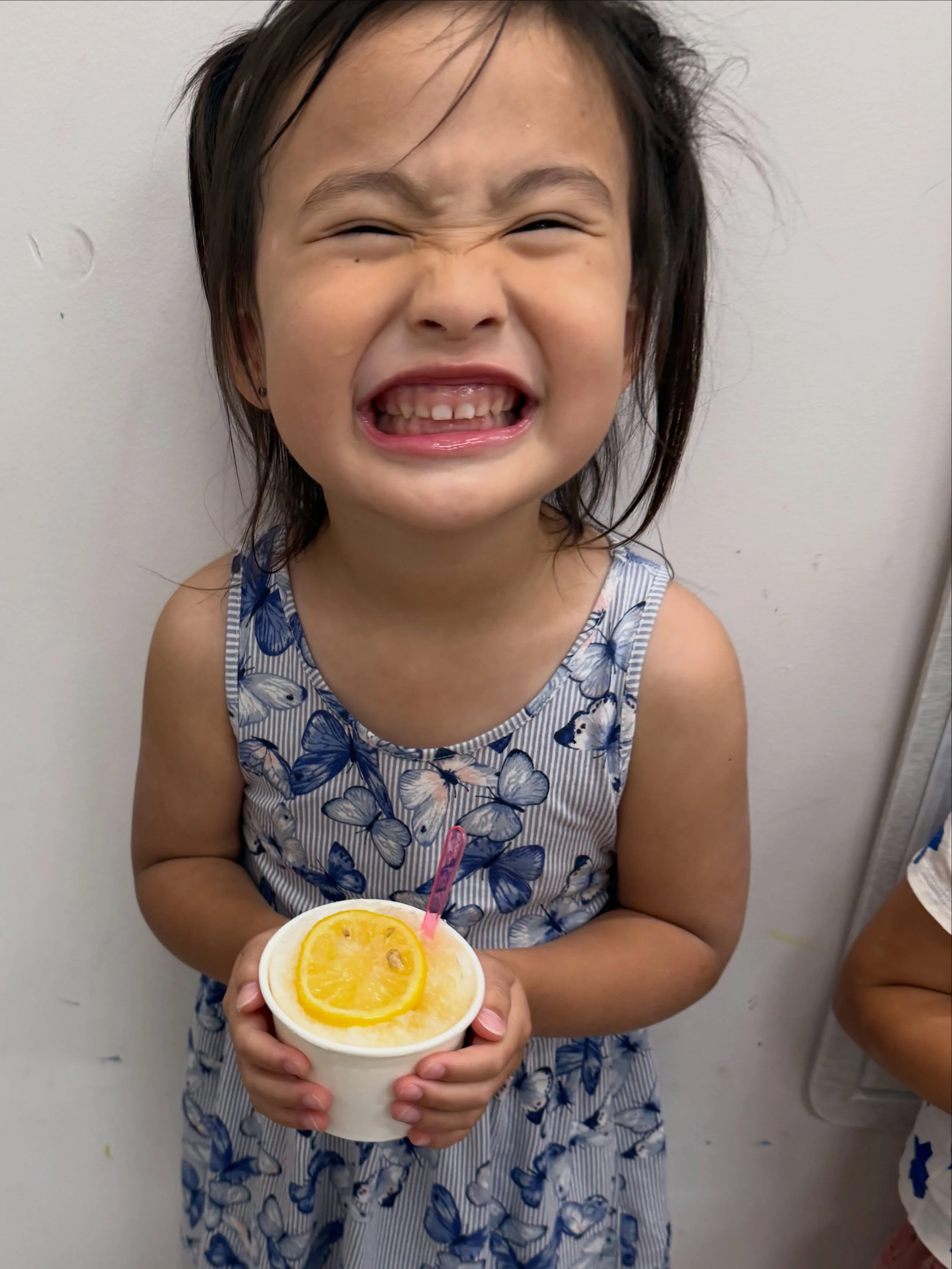 Summer is here! So we made shaved ice with honey lemon syrup! All natural not artificial sugars or dyes! We teach our kids to always try new foods unless you are allergic to it! And even if you don&rsquo;t like it? Never to spit it out or say ewwwww 
