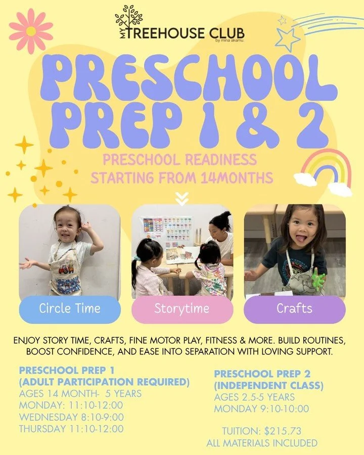 🎉 Preschool Prep Spots Now Available! 🎉

We have a few openings in Preschool Prep 1 &amp; Preschool Prep 2! Contact us today to schedule a trial class or register to claim your spot before classes fill up again.

☀️ Now is the perfect time to join!