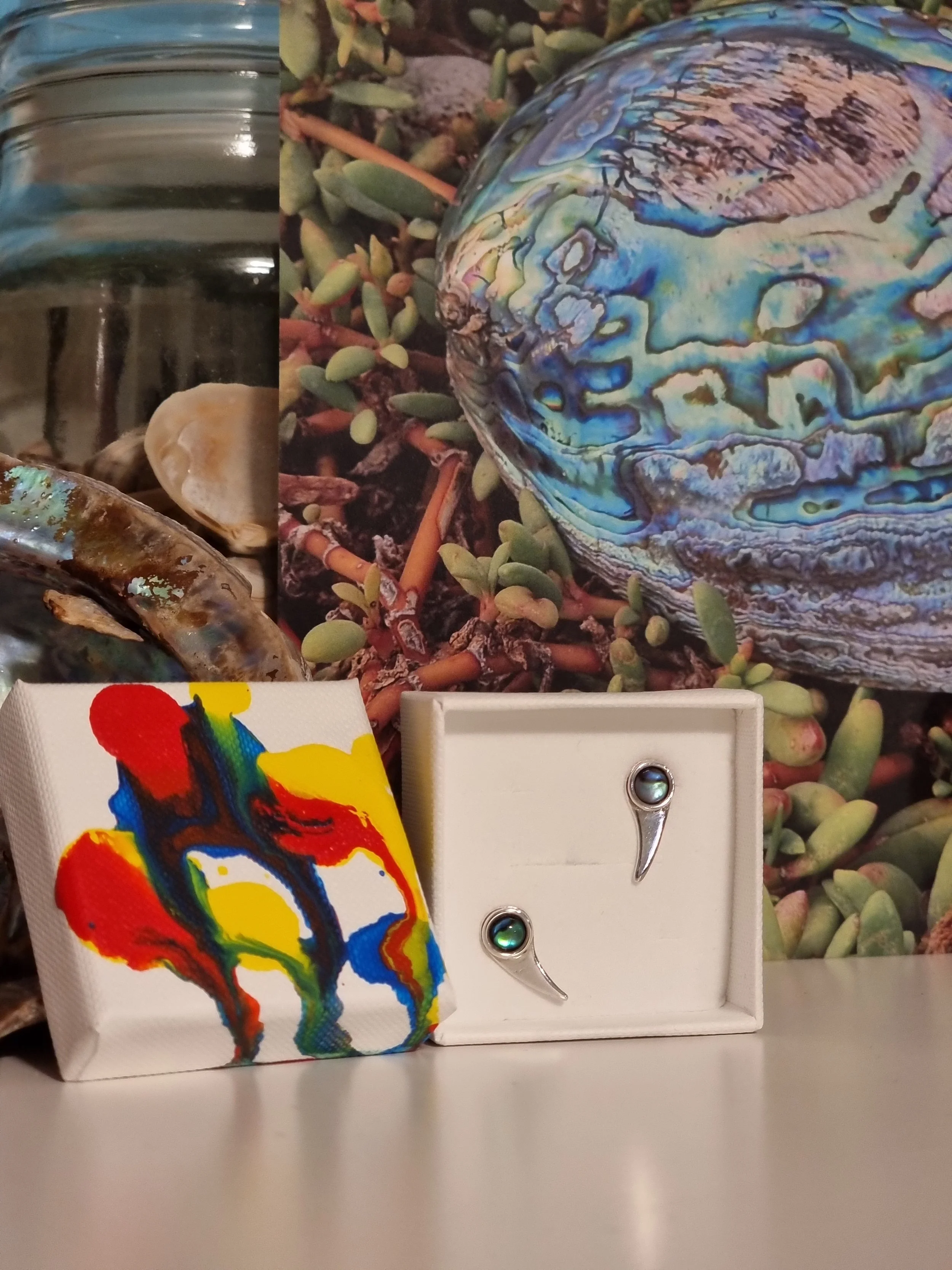 Paua Abalone Earrings No.01- UKB