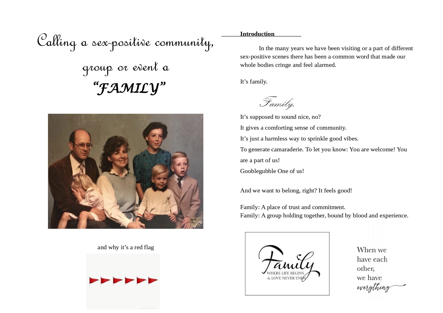 Calling A Sex-Positive Community, Group or Event a "Family" - And Why It Is A Red Flag - New Zine by Beata