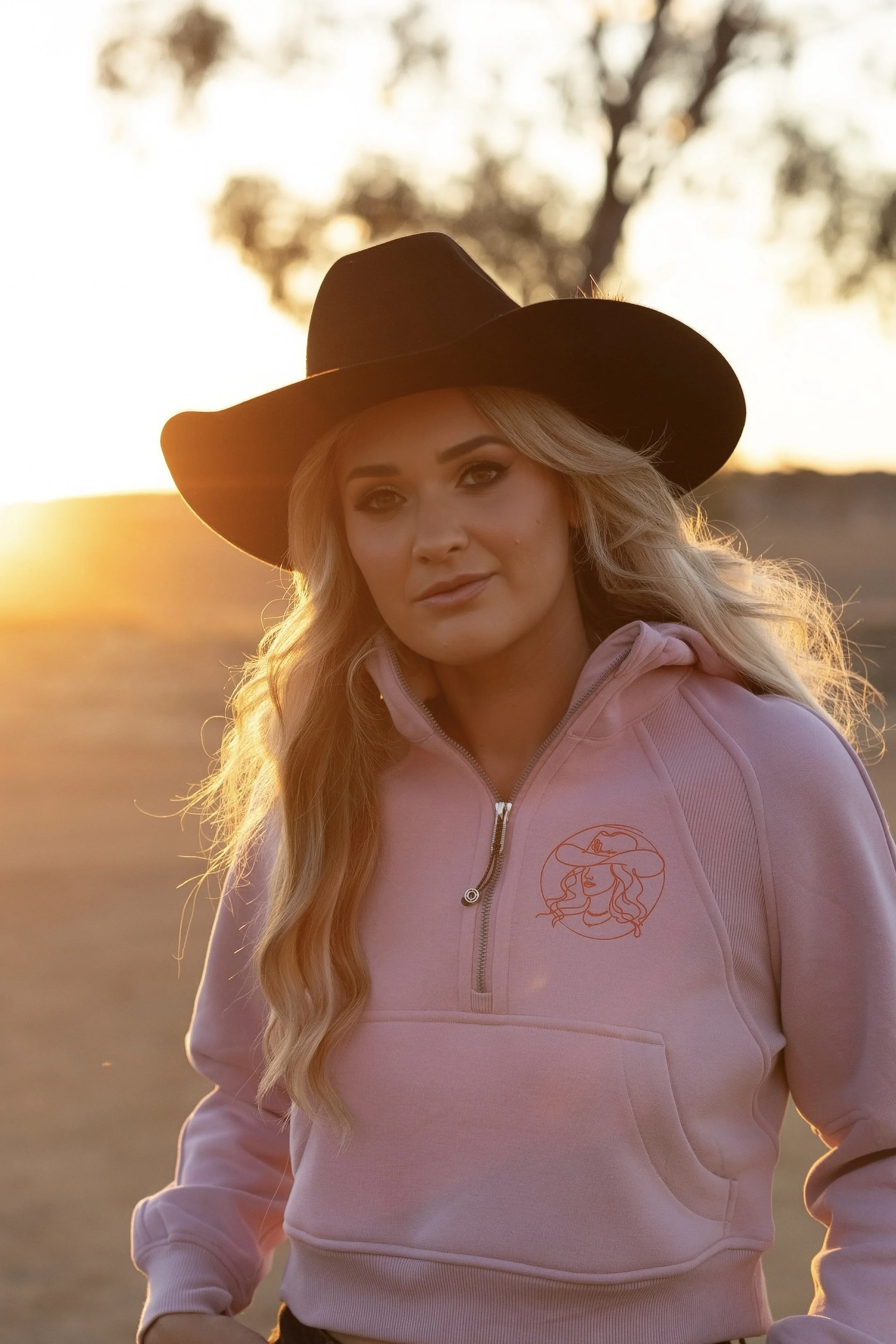 Women's Crop Quarter Zip With Hood- Lilac