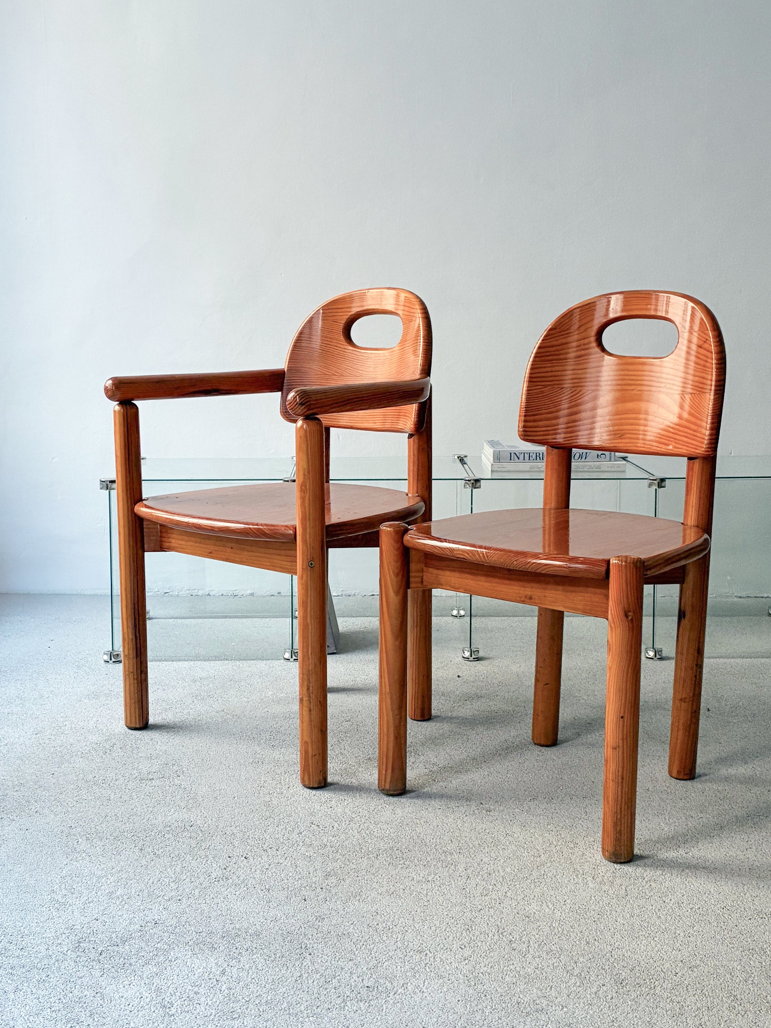 French solid wood chairs attributed to Rainer Daumiller, 1970s
