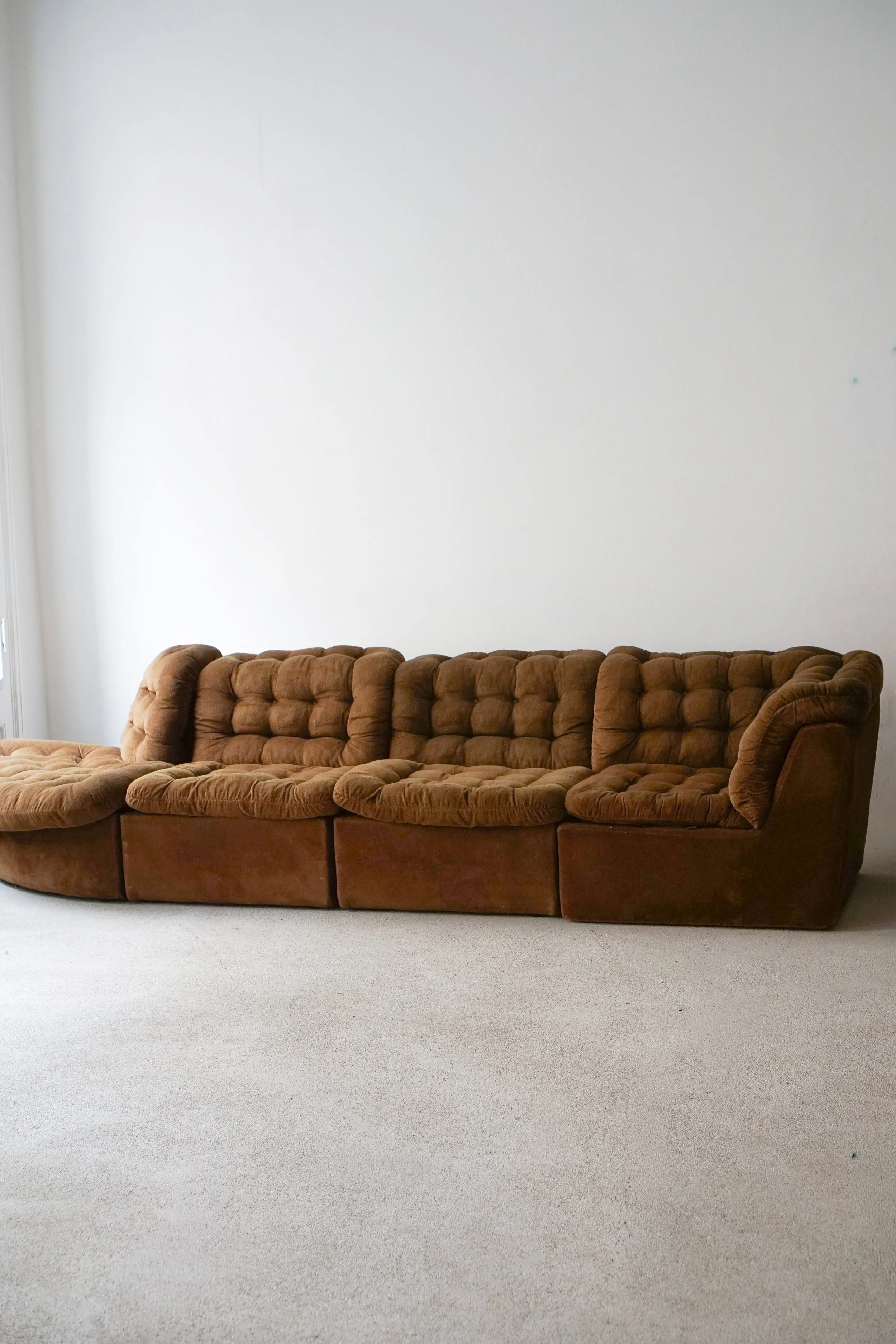 4-piece Italian vintage modular sofa in brown velvet, 1970s