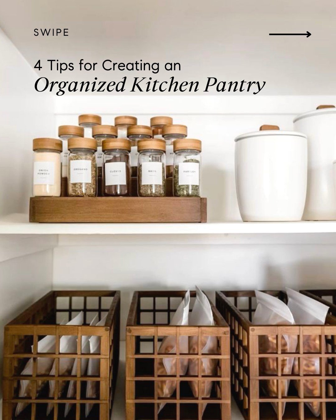 There's nothing more satisfying than having an organized kitchen pantry (especially one that can STAY organized if you have little ones)! ⁠
⁠
Here are my 4 top tips for creating a simple yet effectively organized pantry: ⁠
⁠
✨⁠ Use a lazy Susan to ke