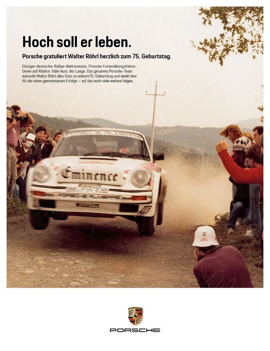 Porsche – Gratulationsanzeige Walter Röhrl