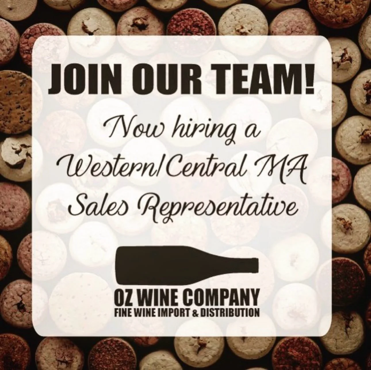COME JOIN US! We are currently seeking a Western/Central MA sales rep. Job listing link in bio.
#joinourteam #nowhiring #ozhq #winesales #massachusettsdistributor