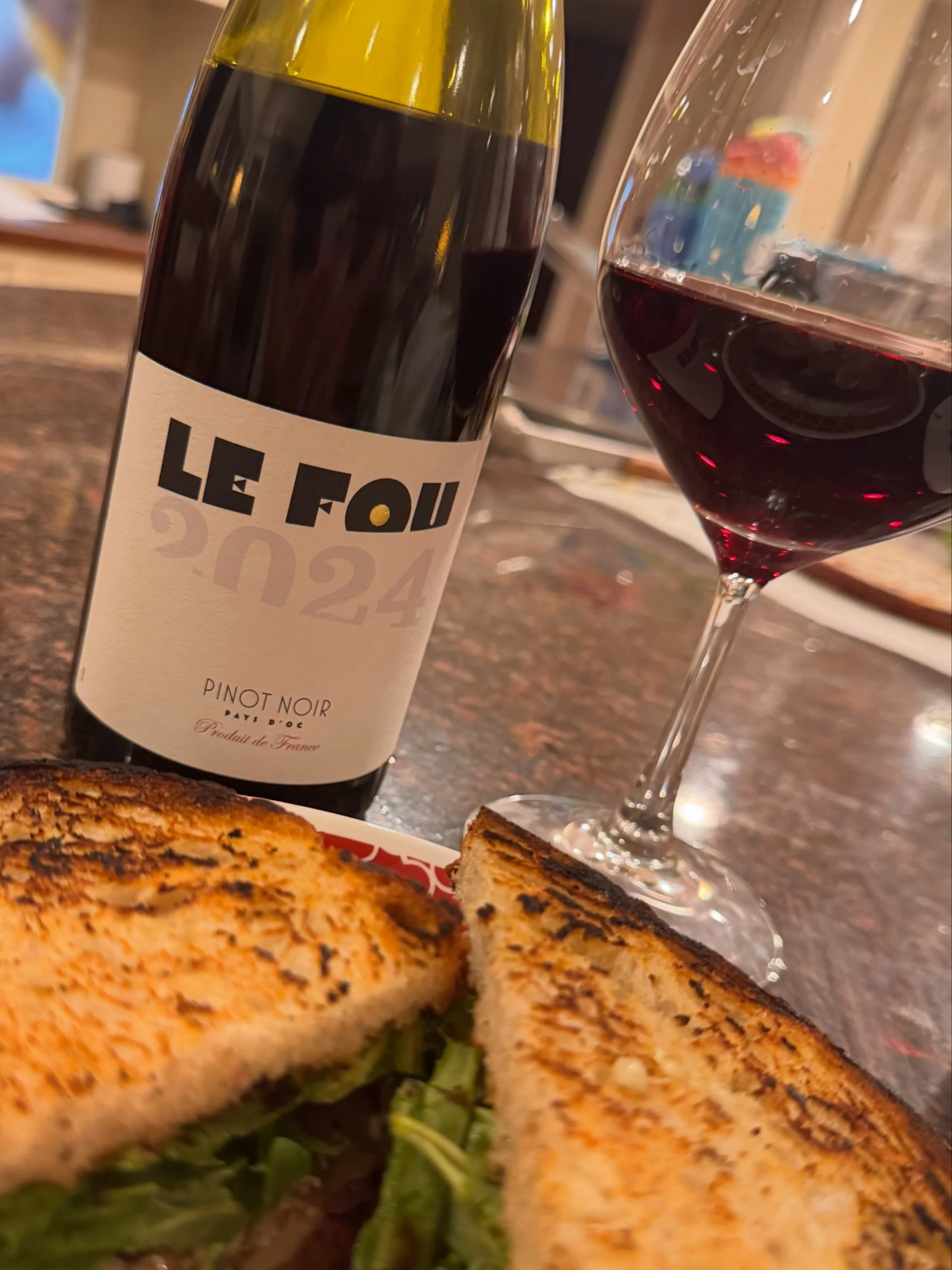 A little Thursday night steak sando with some #LeFou Pinot 😋