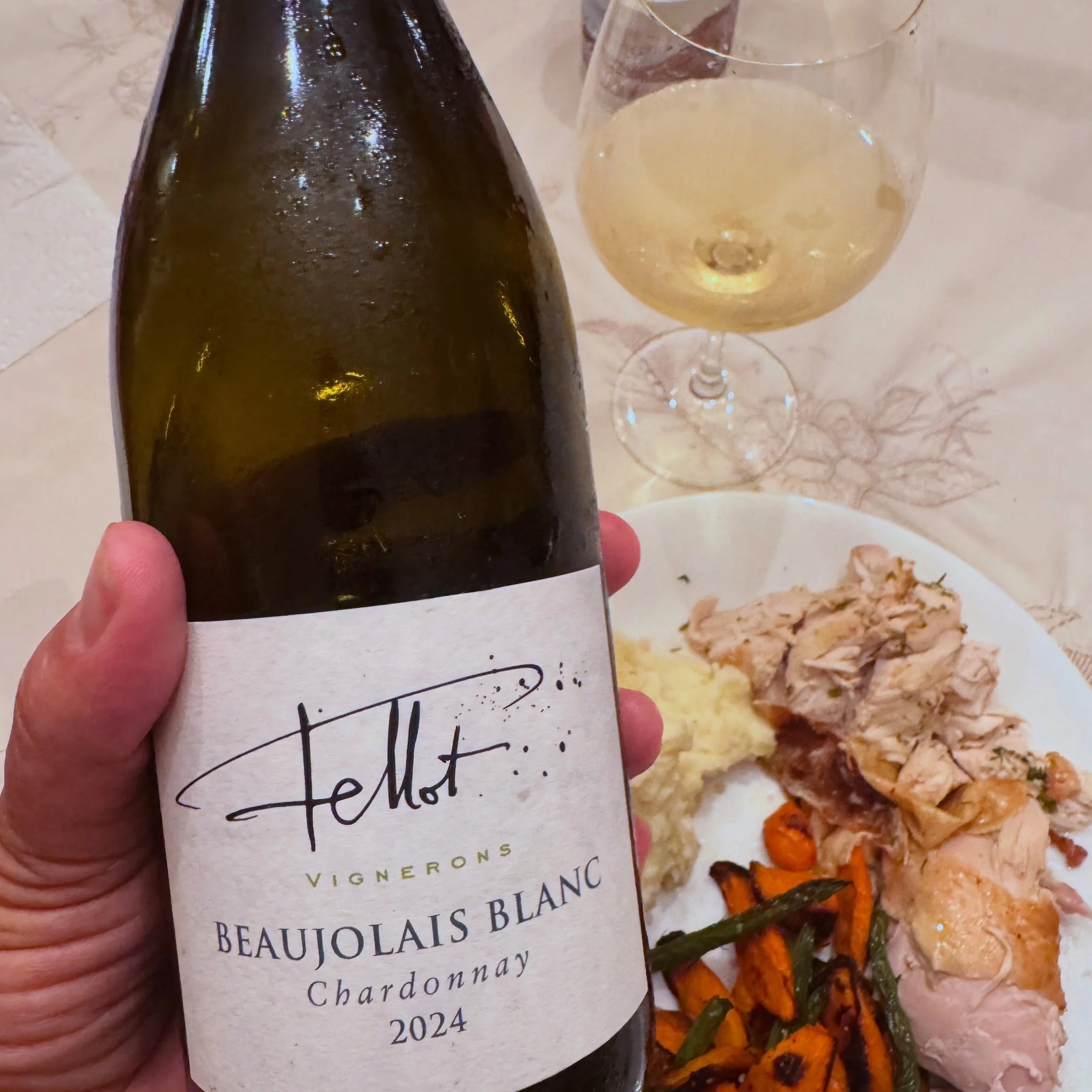 Sunday supper Chard and roast chicken featuring #Fellot Beaujolais Blanc