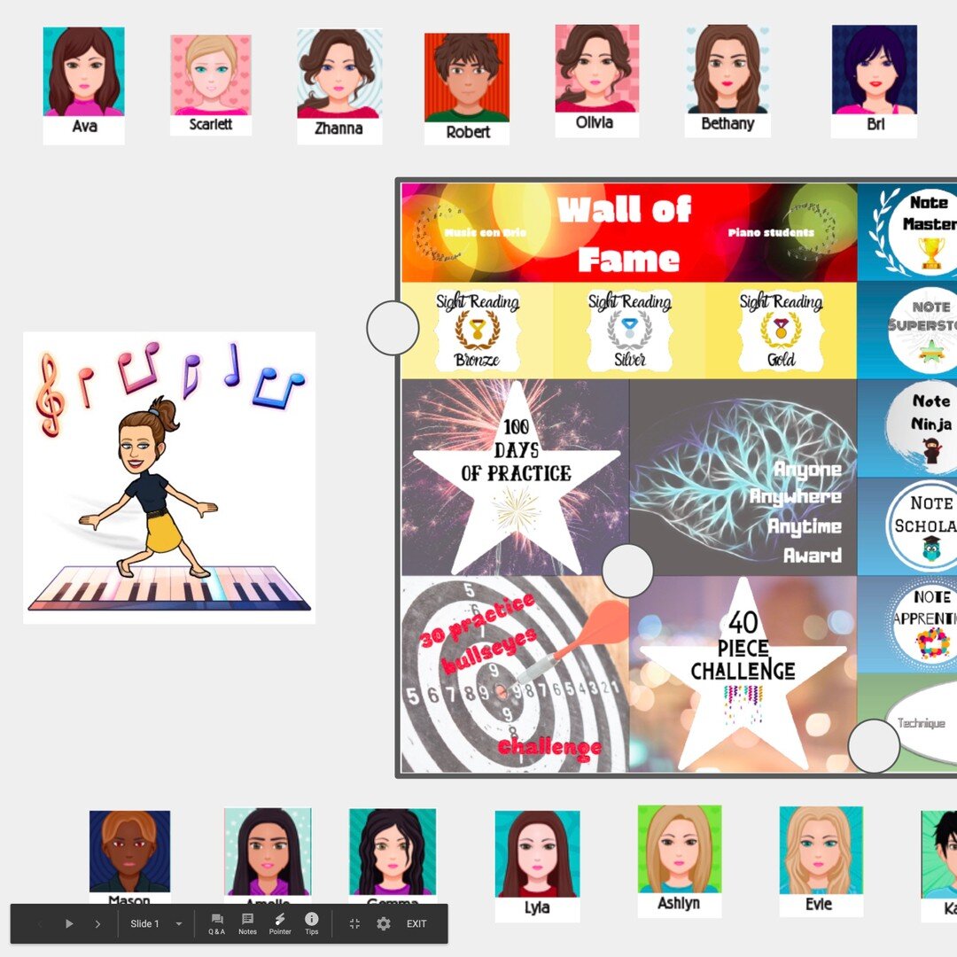 We love celebrating student achievements! Our Wall of Fame poster is going digital this year with google slides: Students earn stickers and move their avatar across the board as they complete each achievement #celebratesuccess #vibrantmusicteaching #