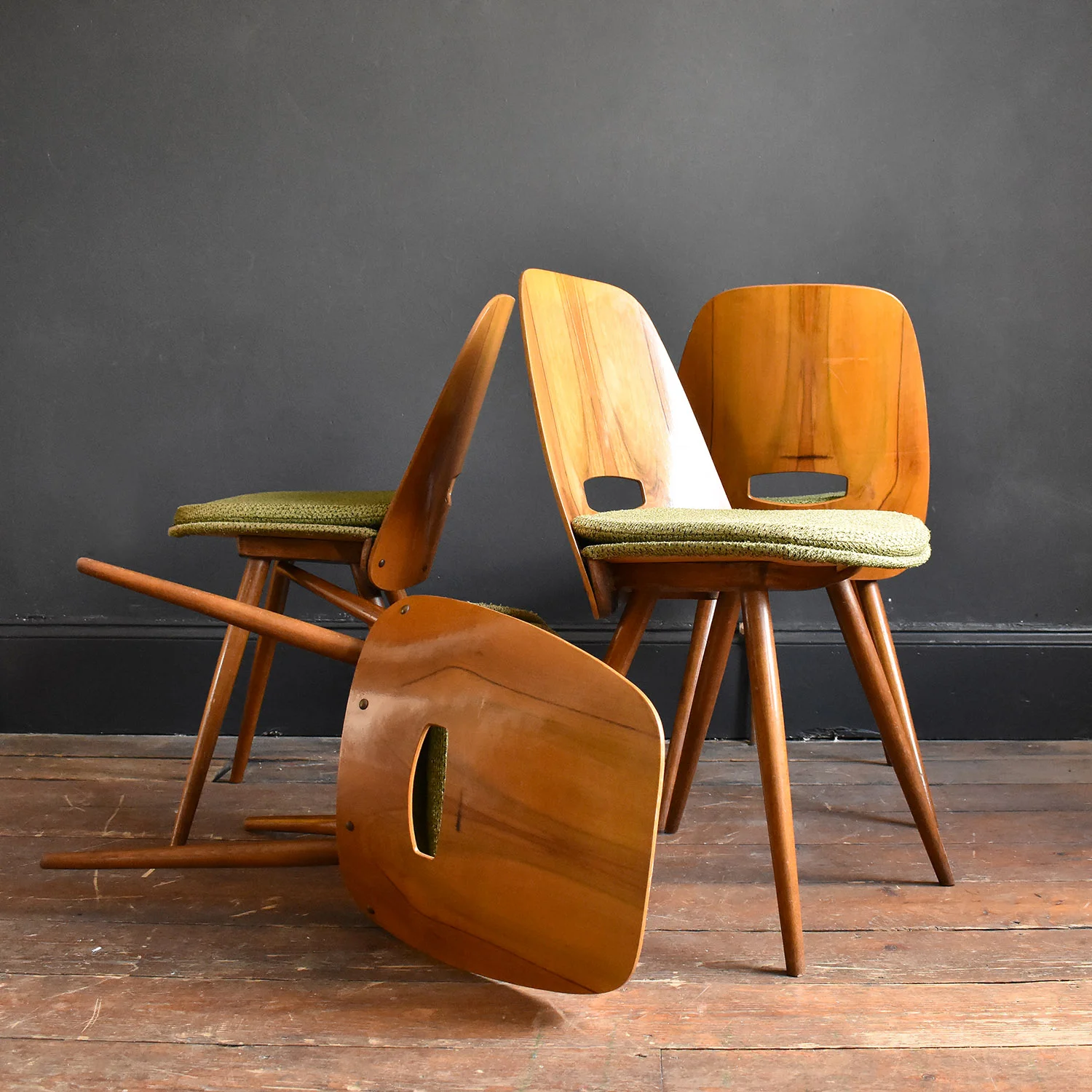 Walnut Funkcionalist Dining Chairs by Frantisek Jirak for Mier 