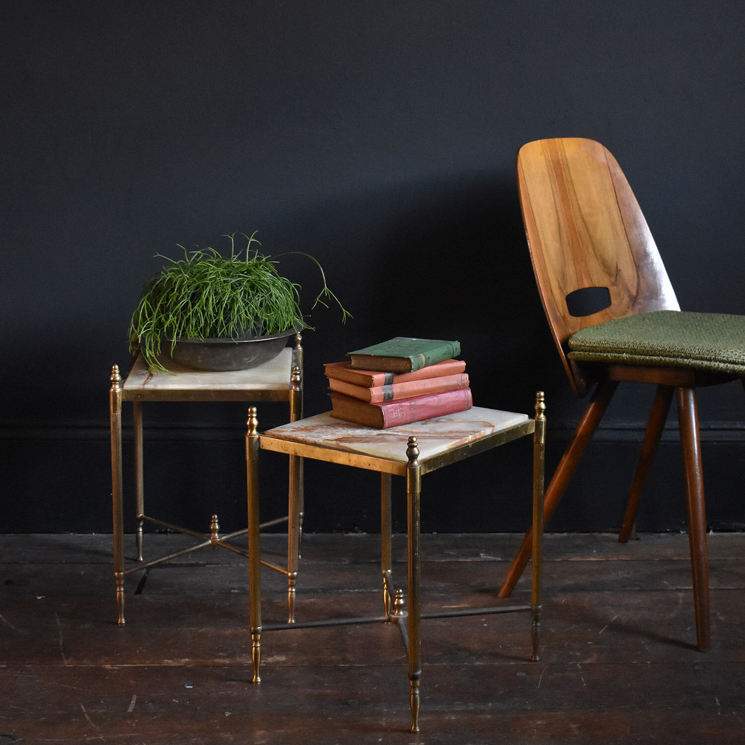 Pair of Gilt Brass and Onyx Side Tables